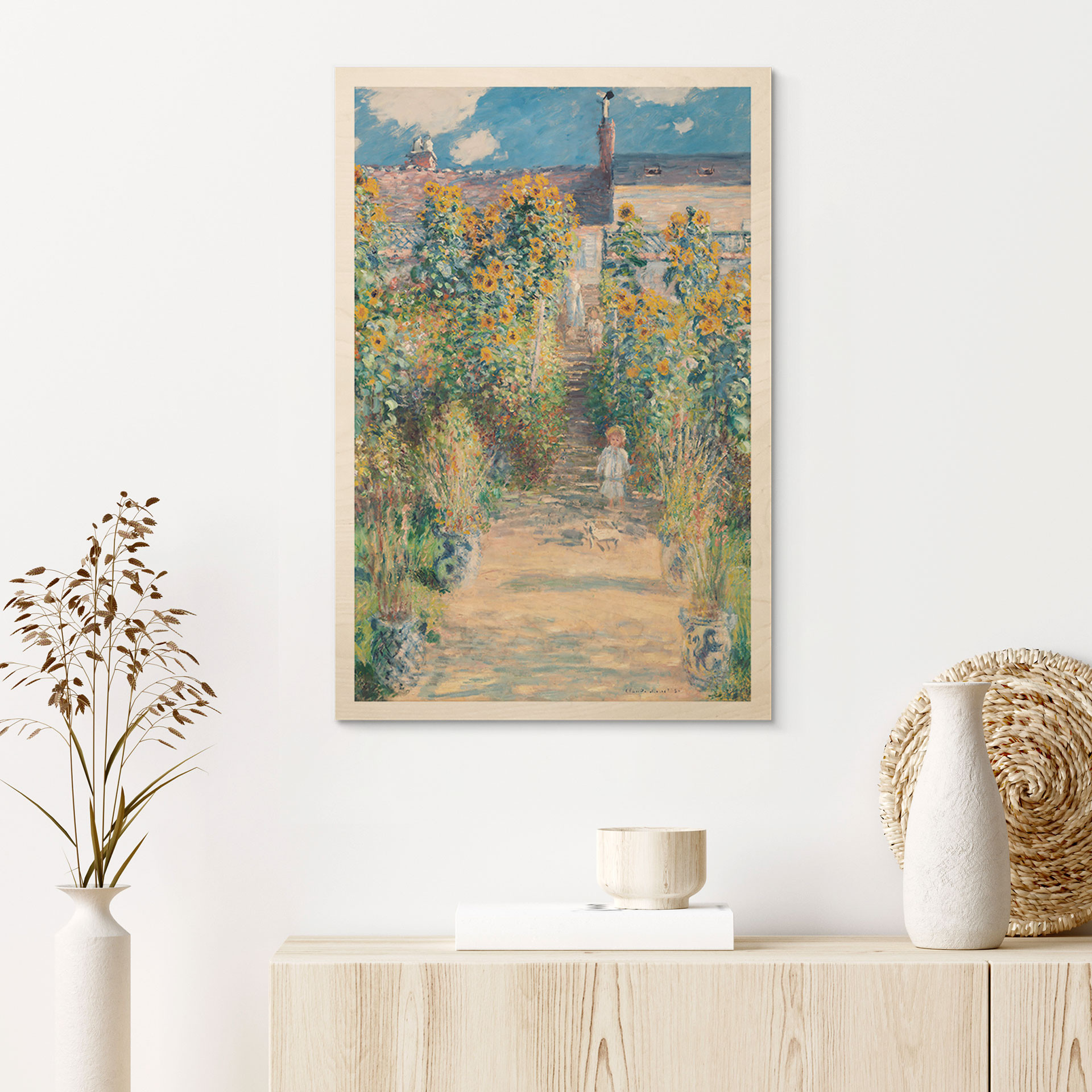 Plakat drewniany Monet - ogród Moneta w Vétheuil