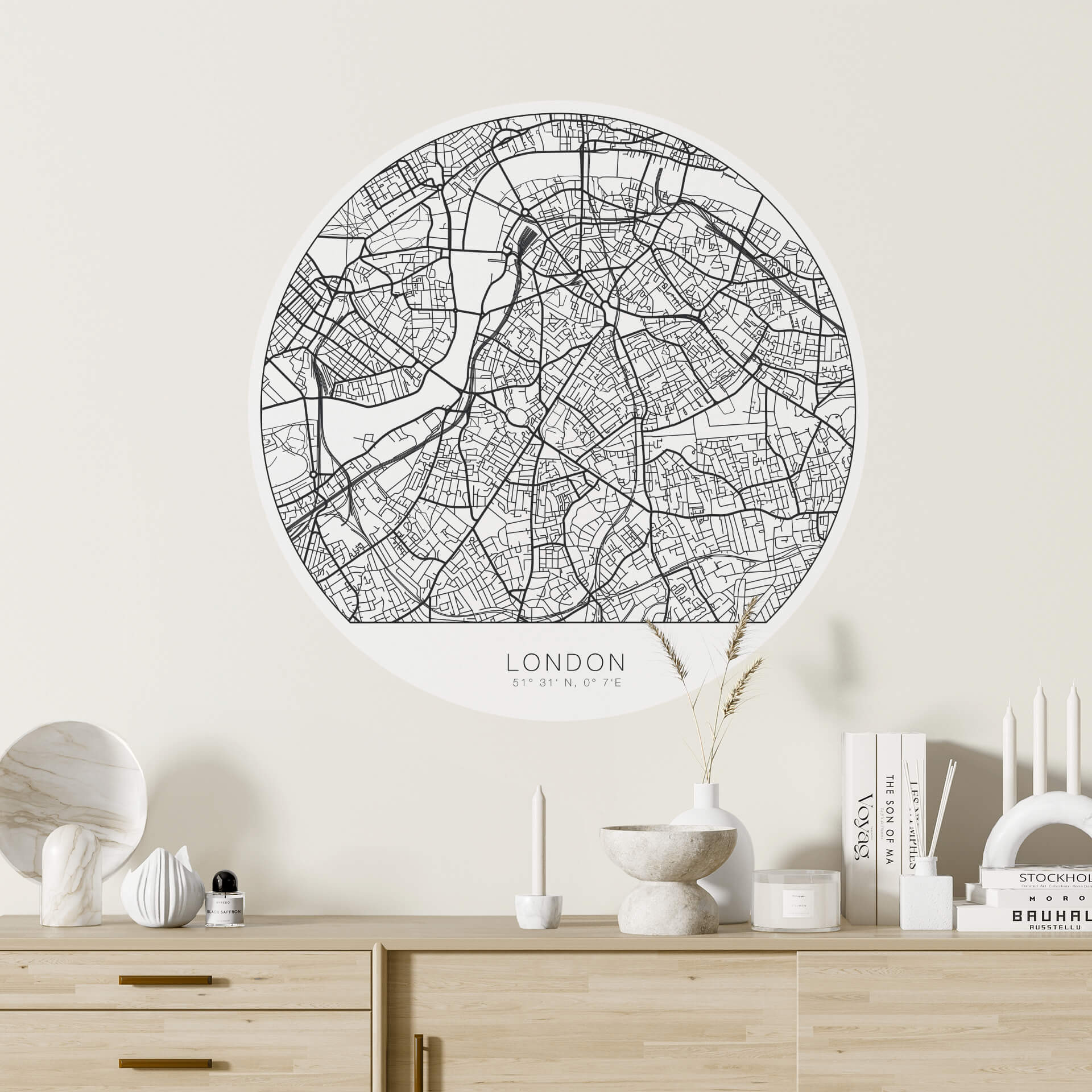 Wandtattoo Stadtplan London - rund