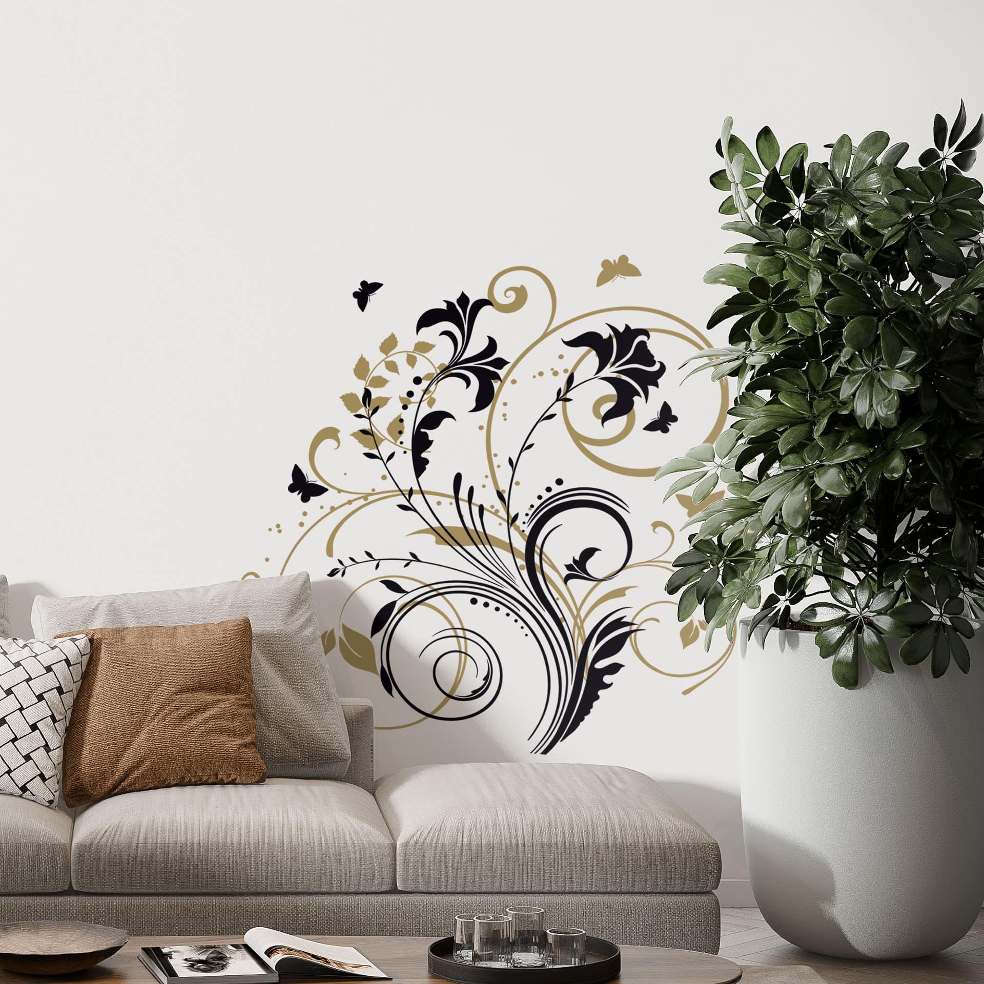 Wandtattoo Blumenranke 10 (2-farbig)