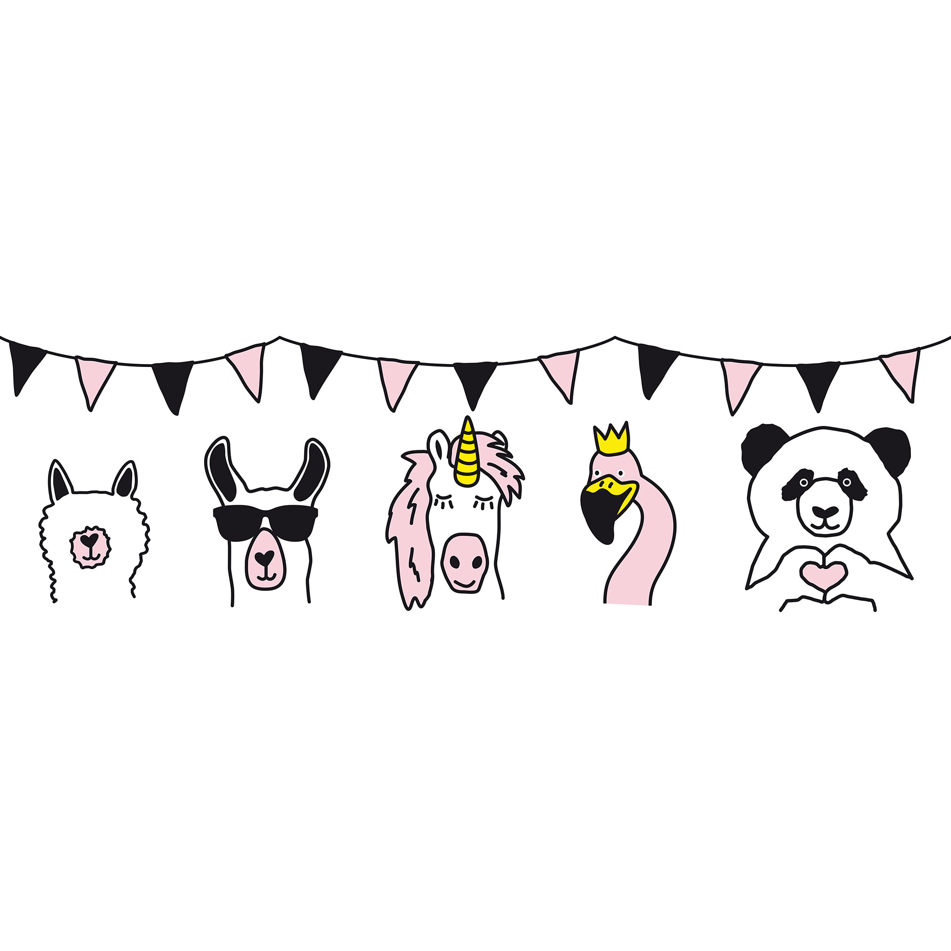 Lovely Kids selbstklebende Kinderzimmer Bordüre Wild Party mit niedlichen Tieren