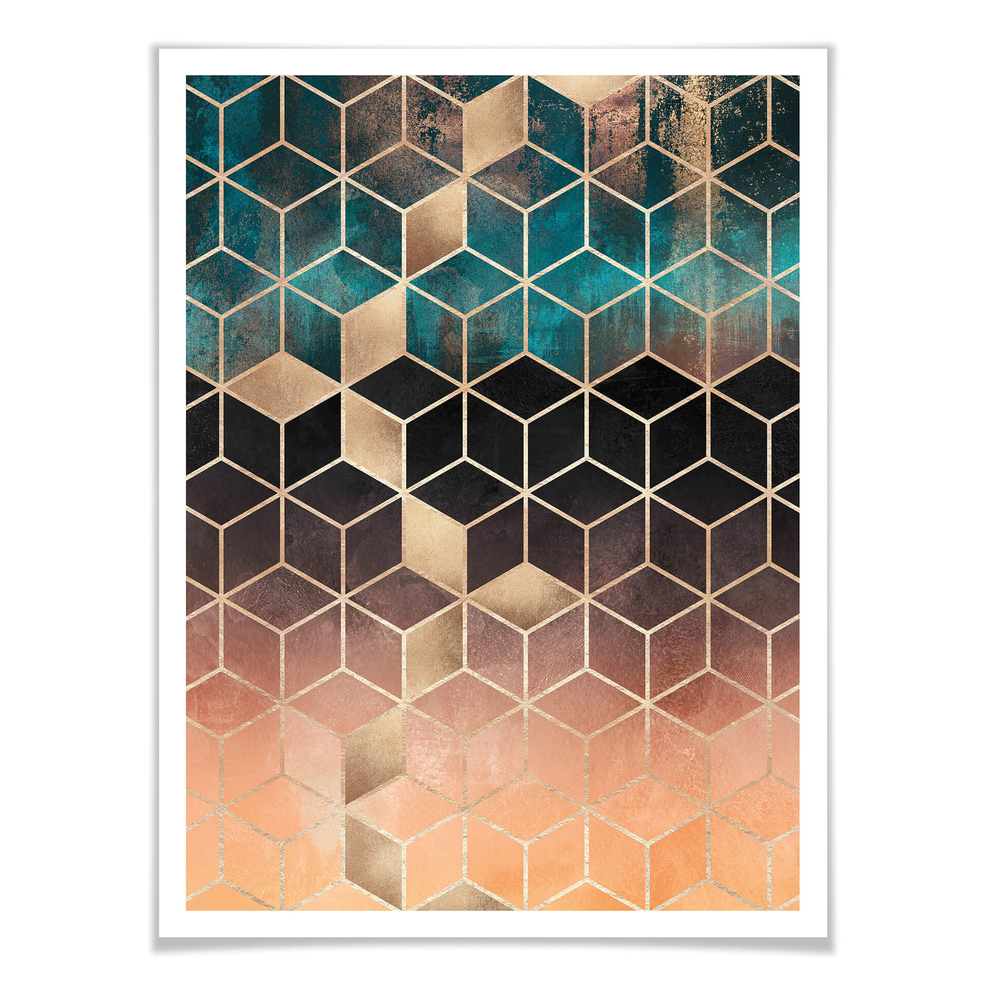 Plakat Fredriksson - Złoto-zielona geometria