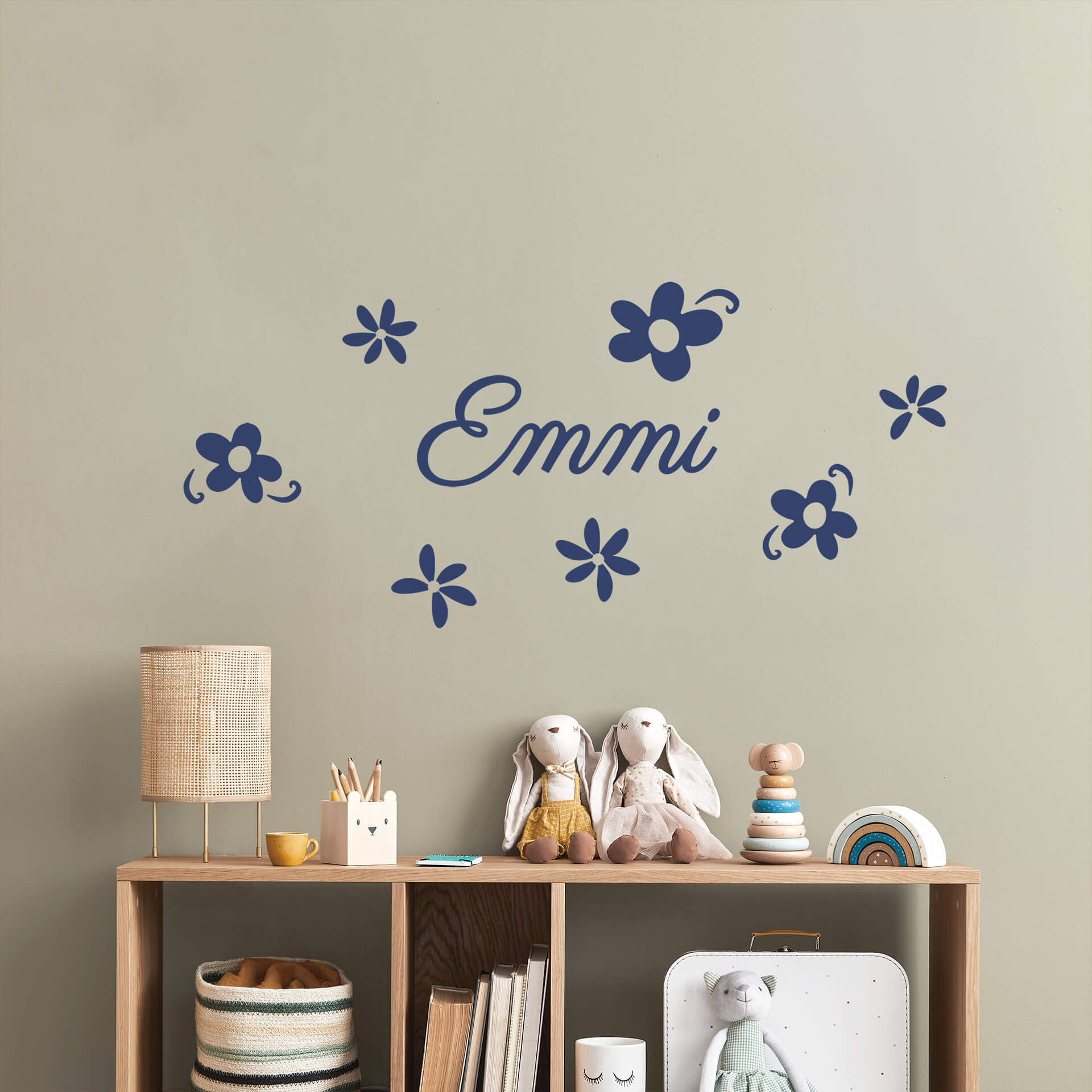 Wandtattoo Namen + Blume