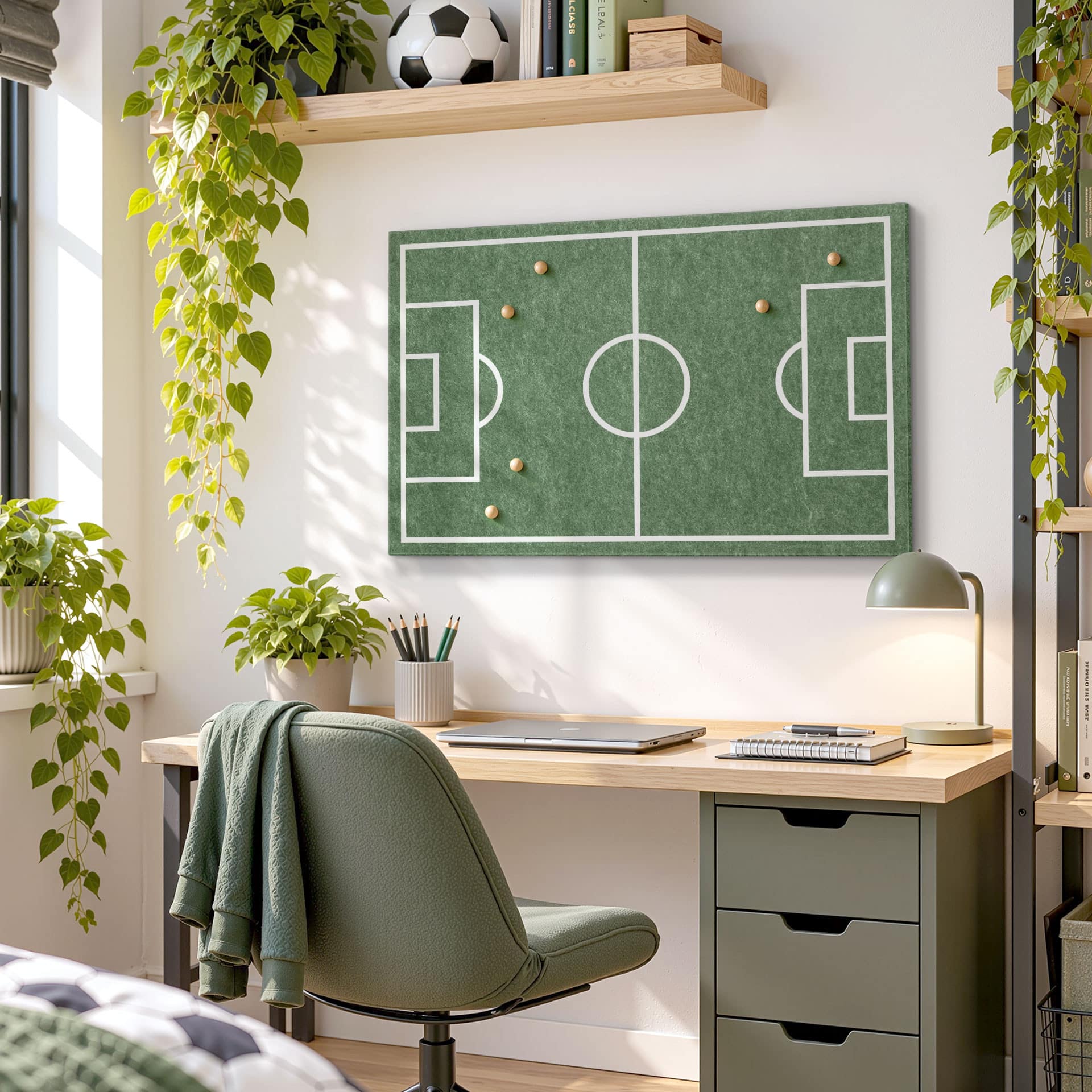 Decoración de pared de fieltro Campo de fútbol | Decoración de pared, paneles acústicos y aislamiento acústico