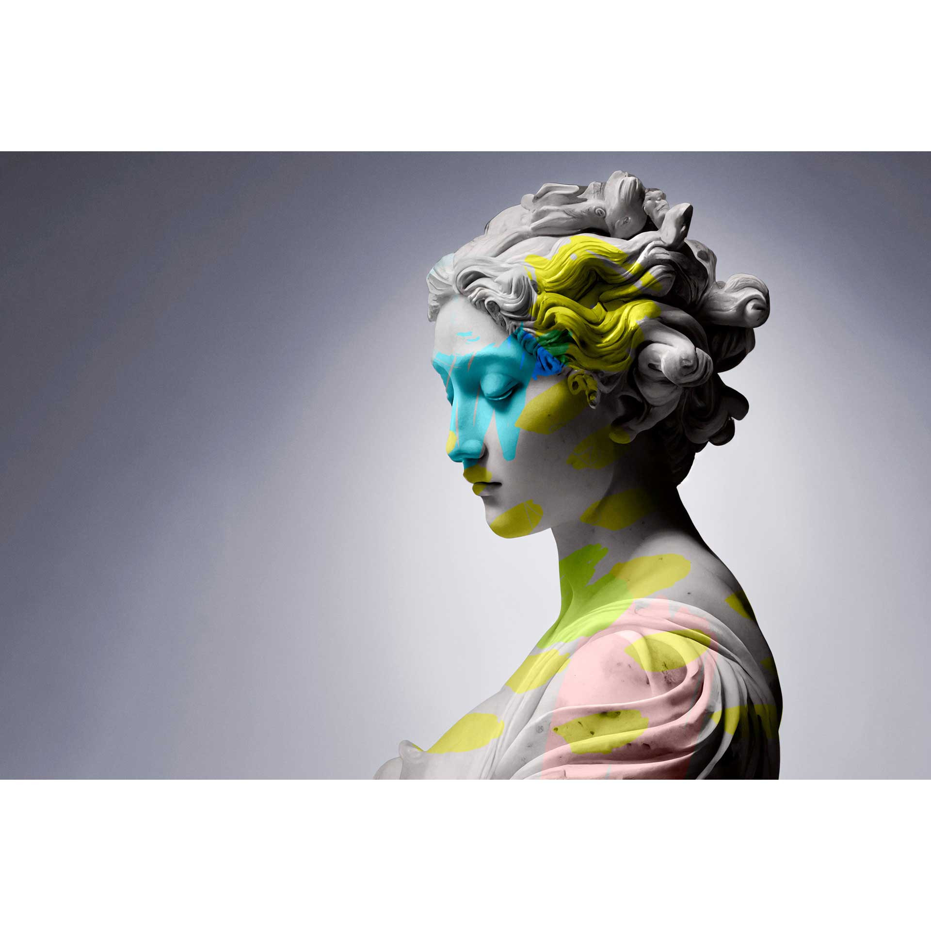 Sculptuur behang pastelkleuren spatten - vliesbehang kunstobject modern