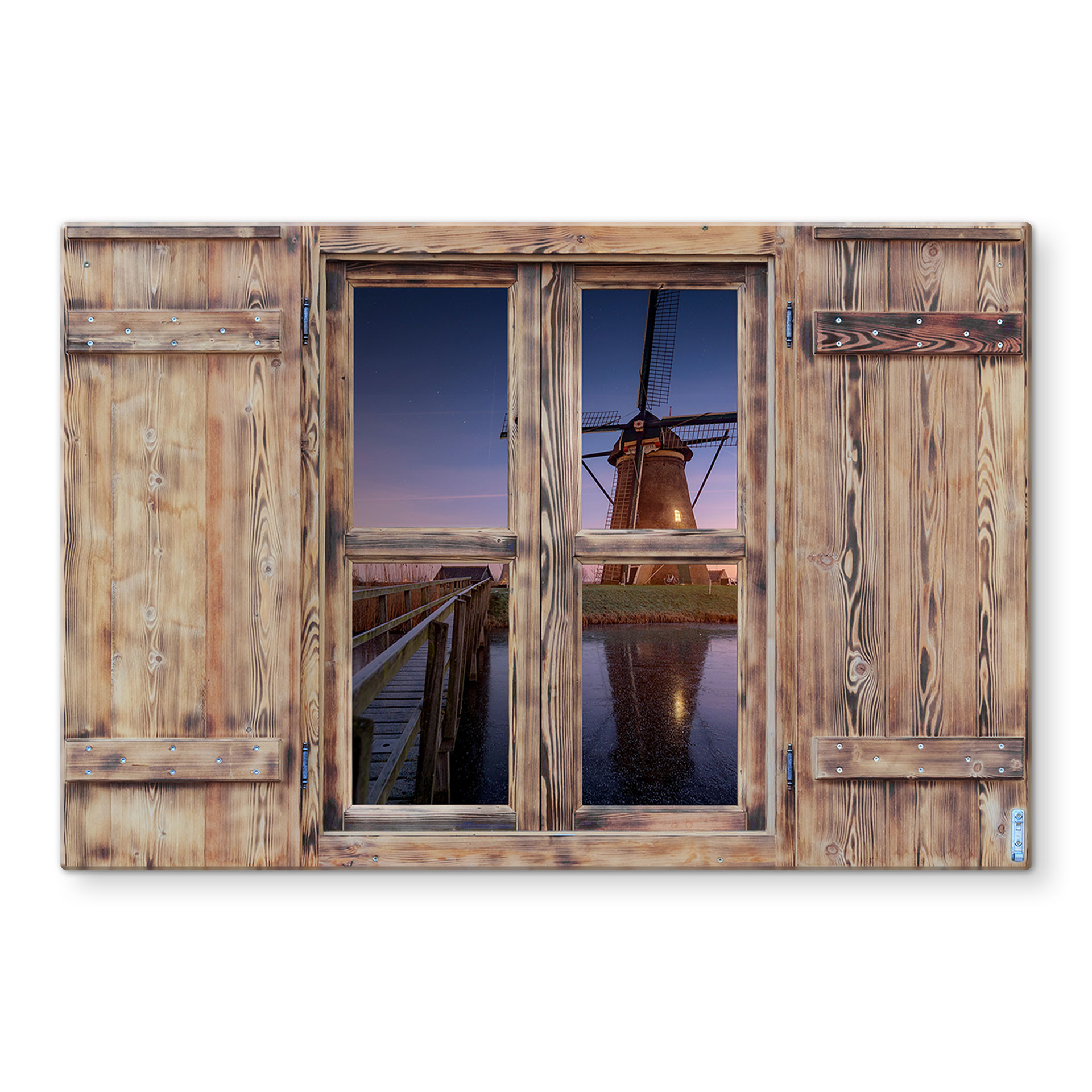 Stænkplade 3D Trævindue - Pablo - Kinderdijk 2