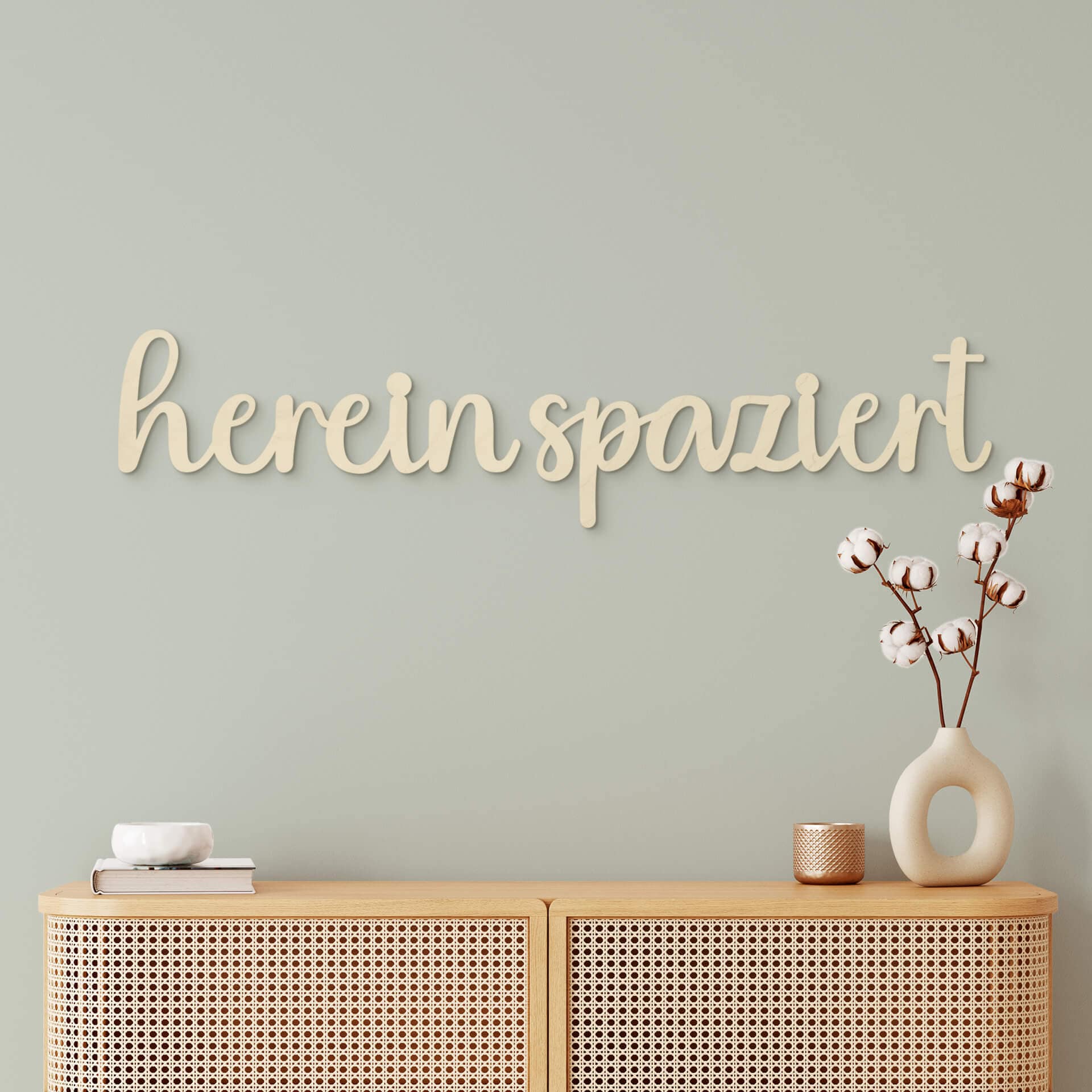 Holzdeko Pappel - 3D-Schriftzug Hereinspaziert
