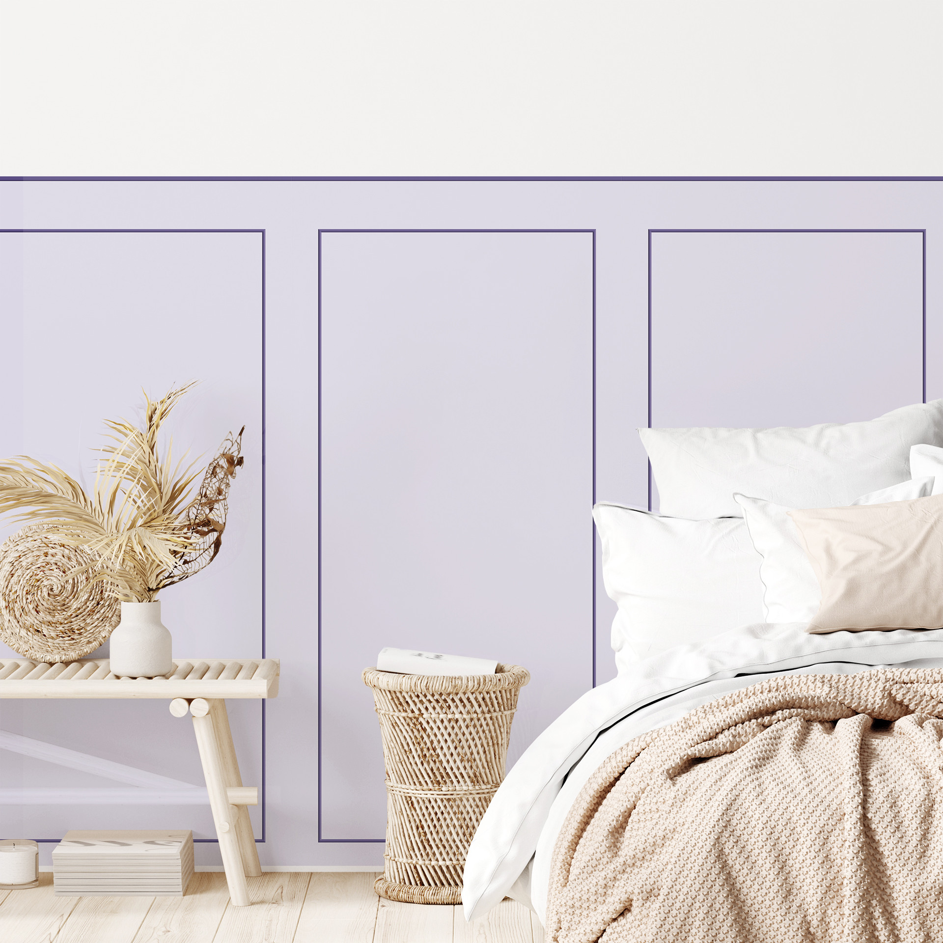 Wandpanelen Wandbekleding lila-pastel met kader