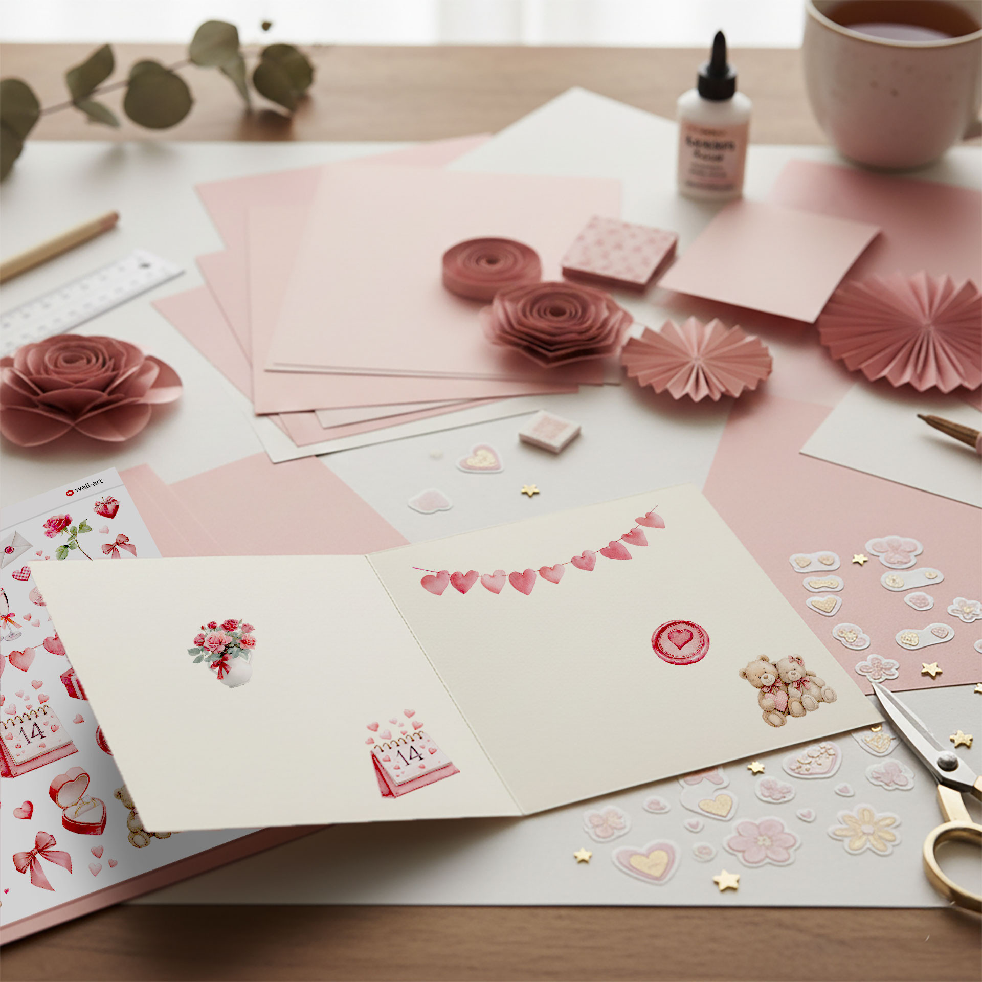 Valentijnsdag stickers - Liefdesgroeten met hartjes
