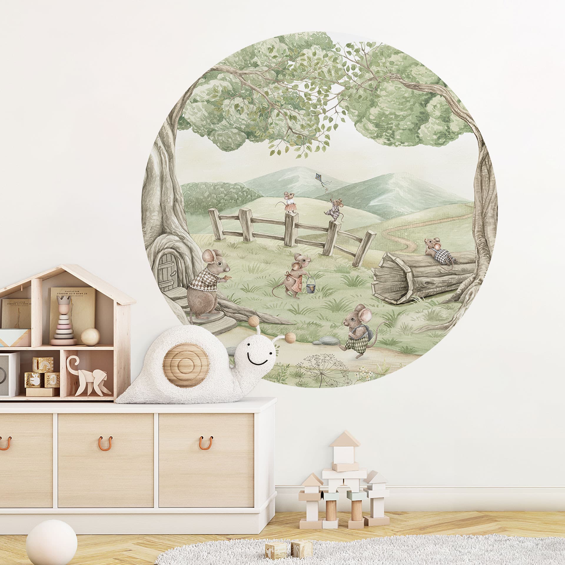 Wandtattoo Familie Maus im Wald - Kikki Belle - Rund