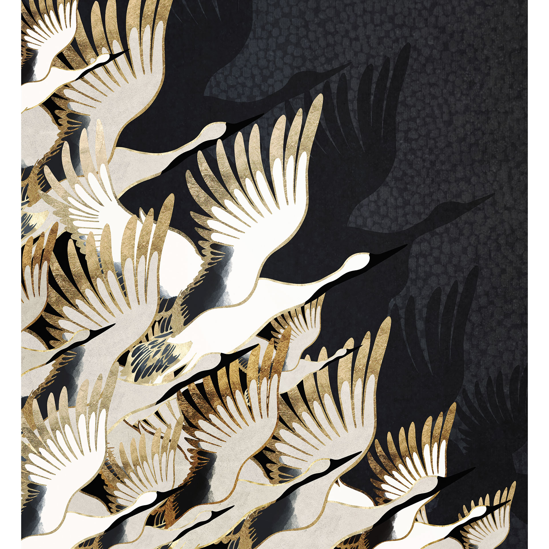 Fotobehang Vliegende kraanvogels - SpaceFrog Designs