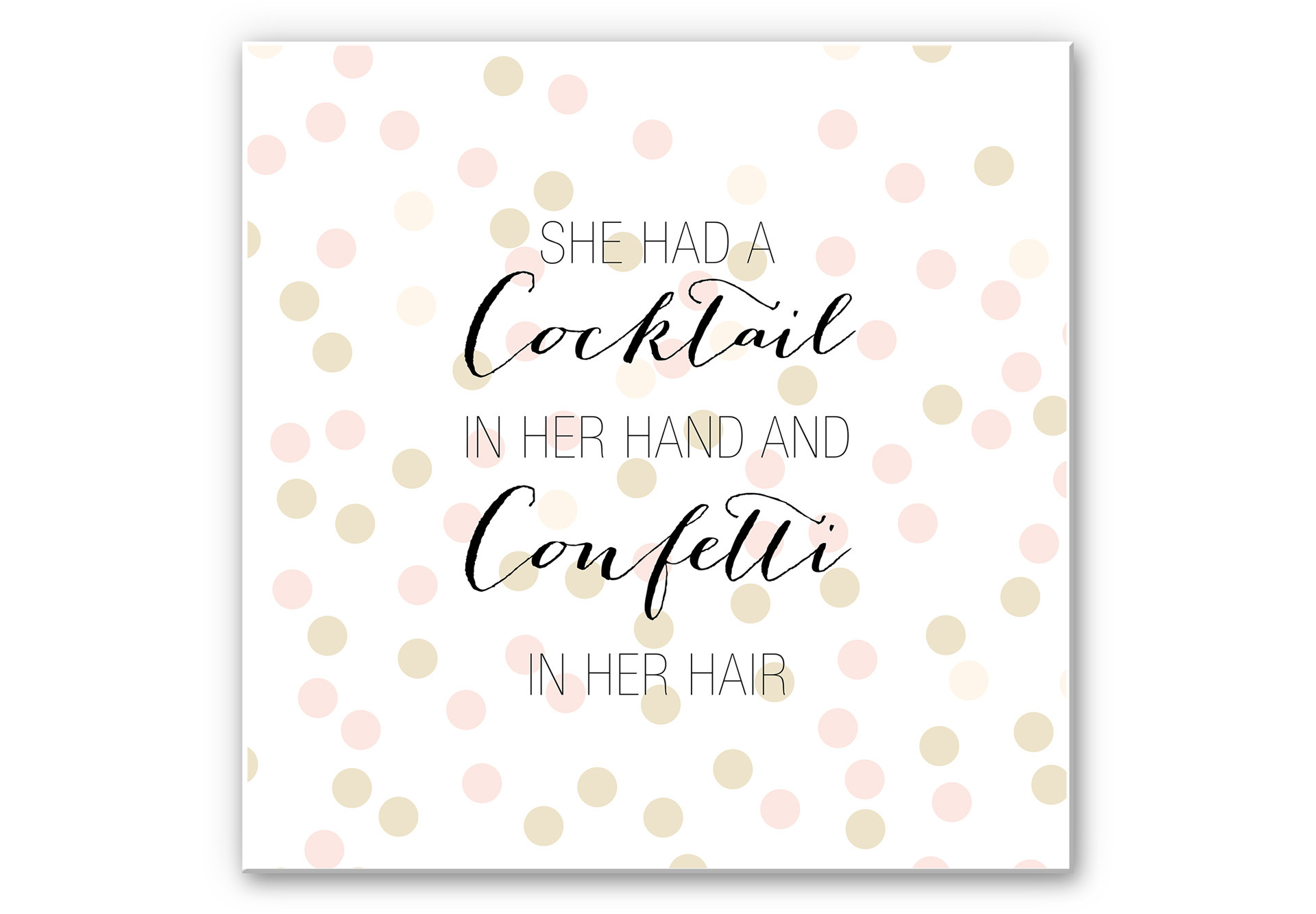Wandbild Confetti & Cream - Cocktail in her Hand and Confetti in hair