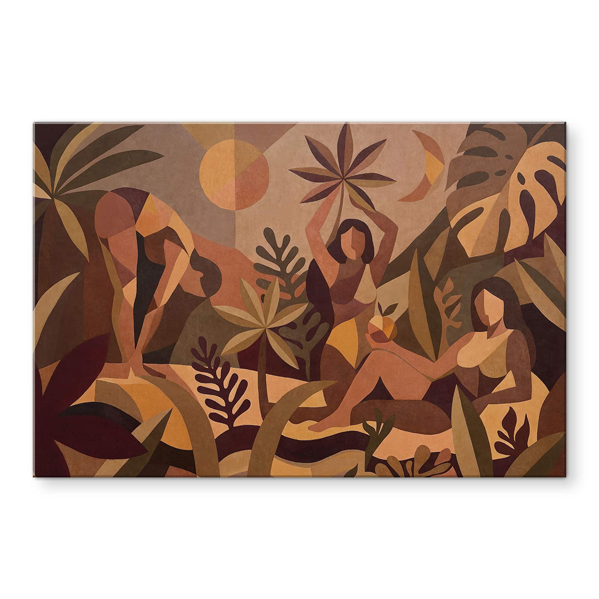 Tableau en verre Amber Flora - Femmes dans la forêt tropicale - Sir Edward x Grigory Gladarev