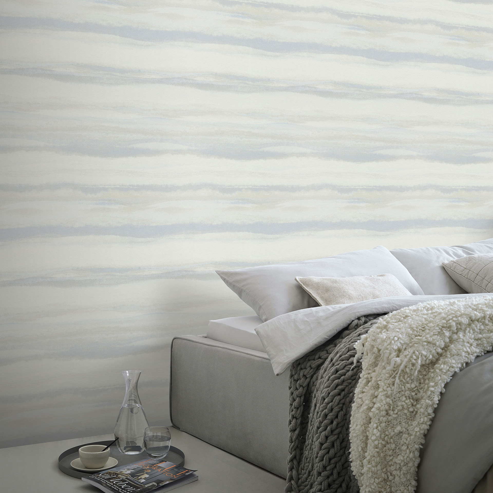 Vliesbehang, grafisch behang Aurora blauw