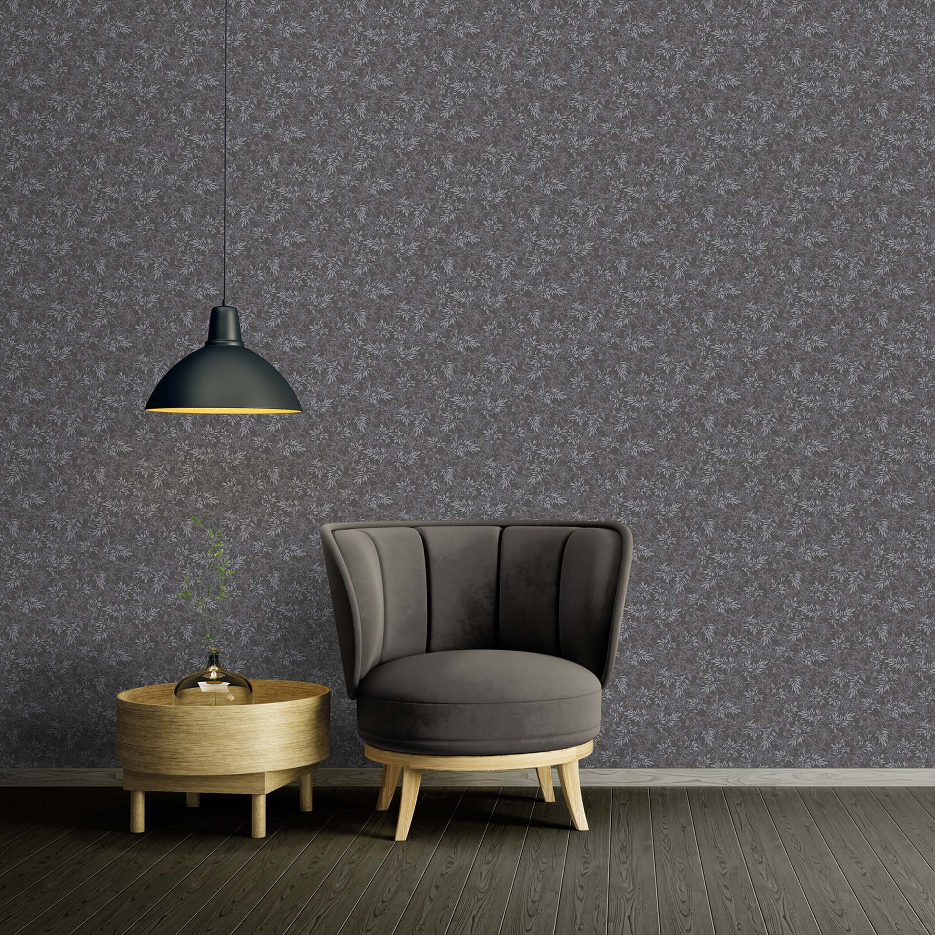 Behang bloemen zwart grijs - vliesbehang A.S. Création