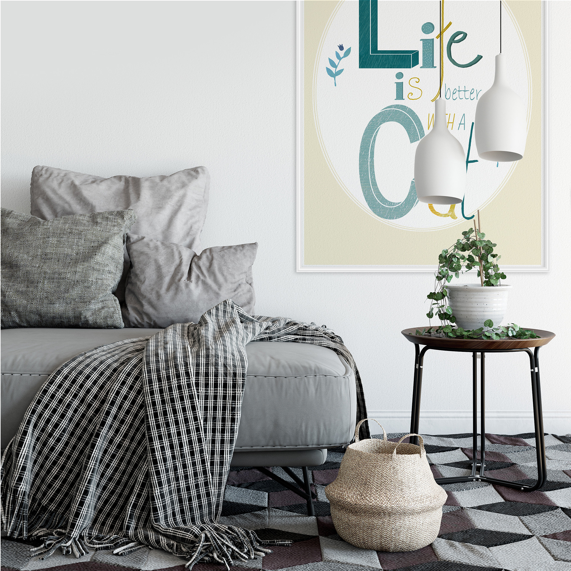 Wallprint Loske - Life is better with a Cat
