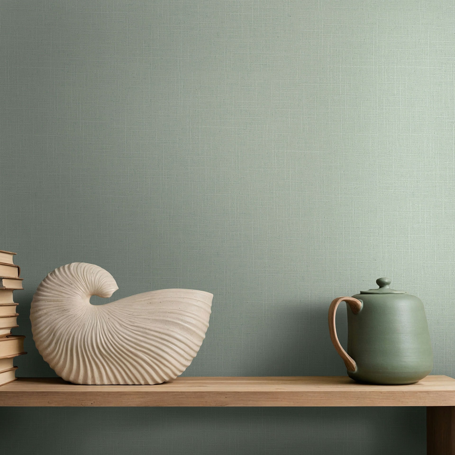Vliesbehang, structuur effen modern mat in groen