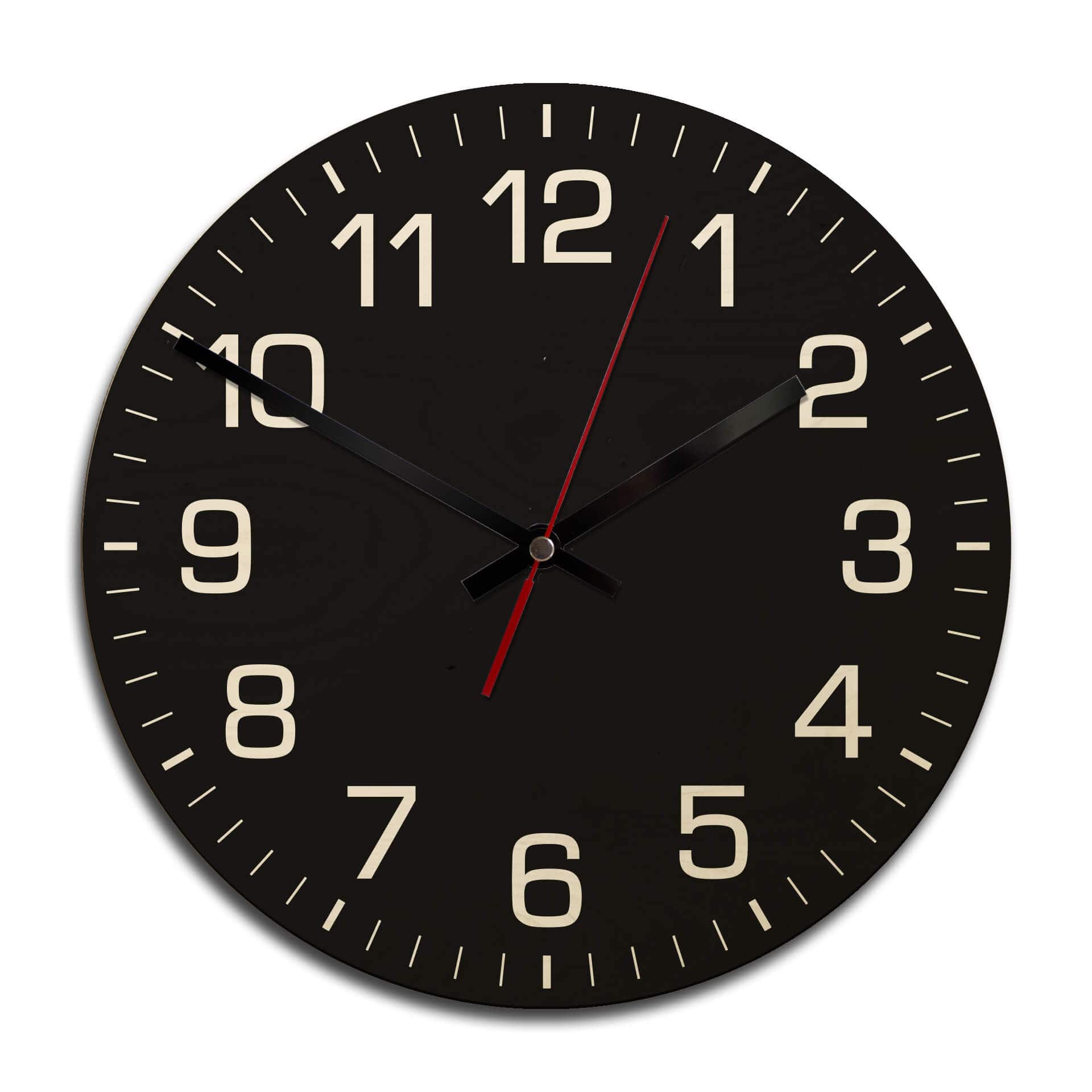 Horloge murale en bois - Classique noire avec minutes