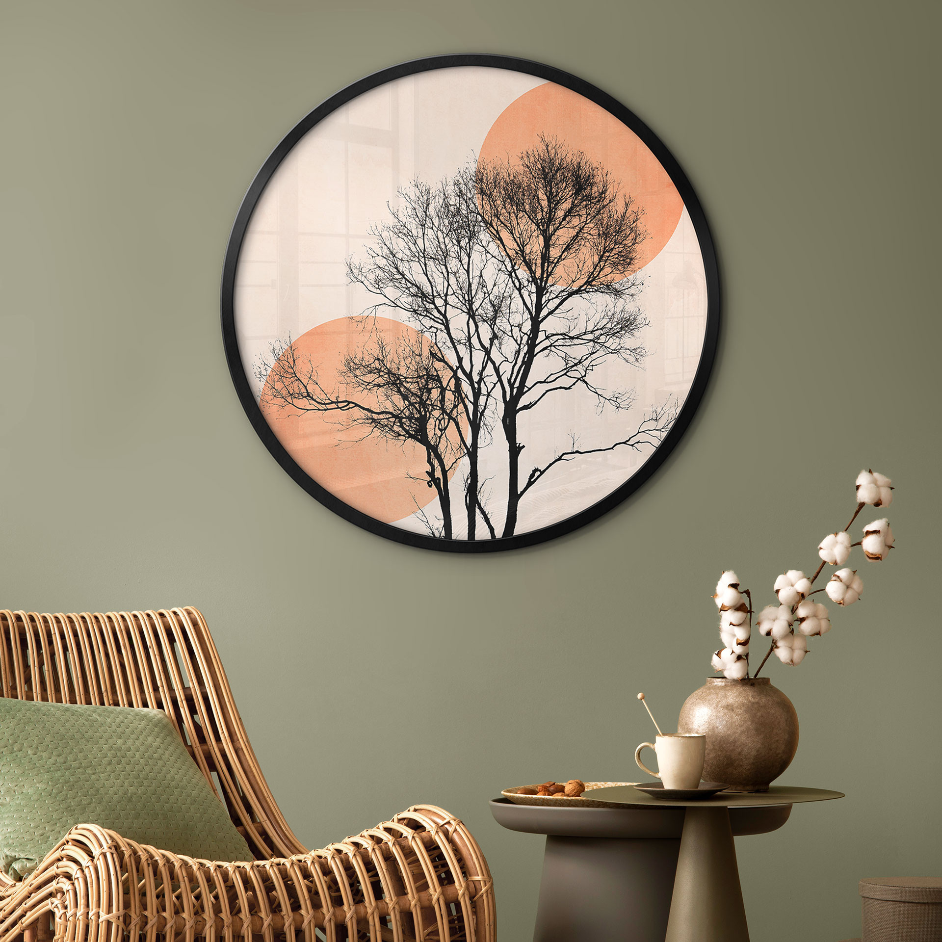 Poster Soleil et lune en orange - Kubistika