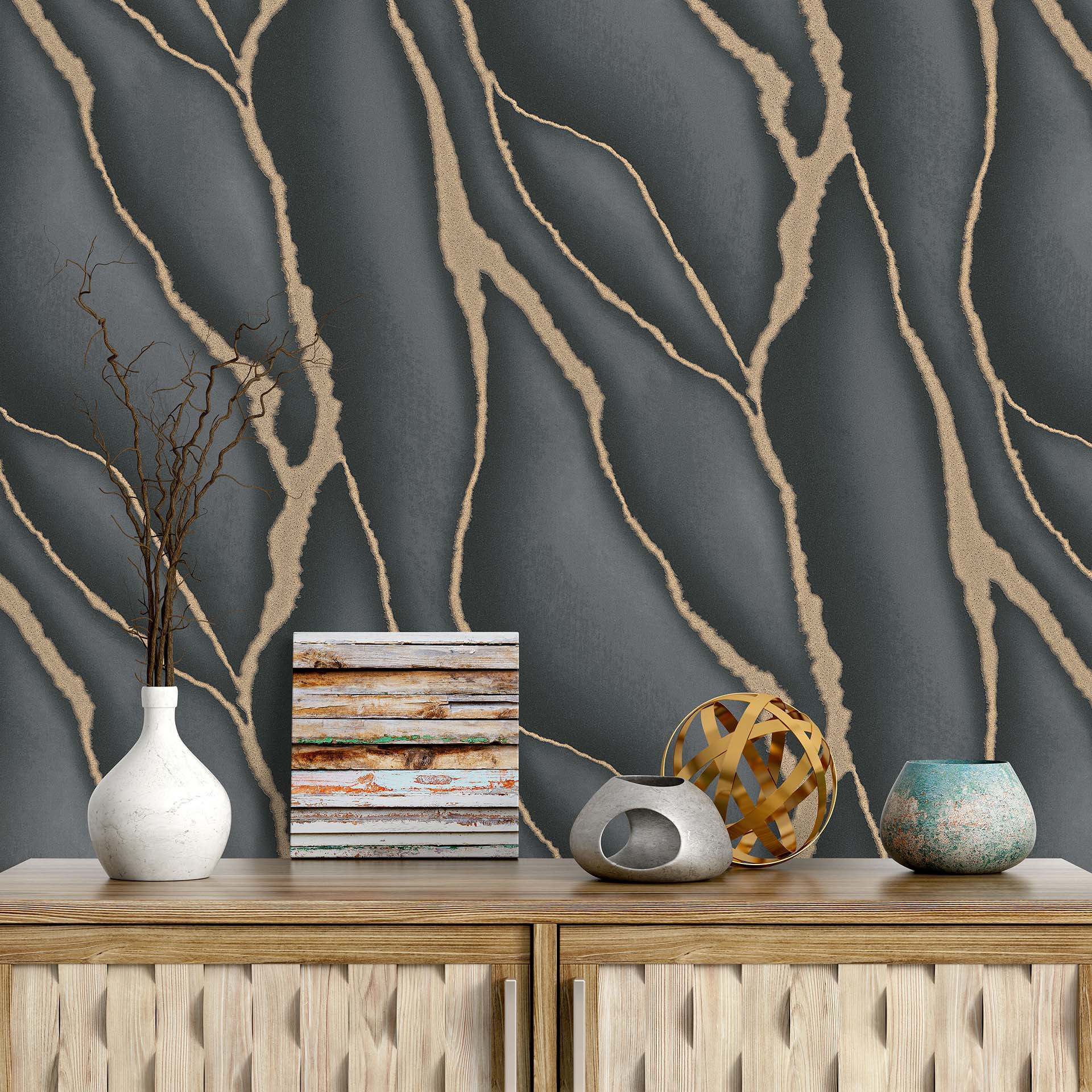 ELLE decoration 3 vliesbehang zwart