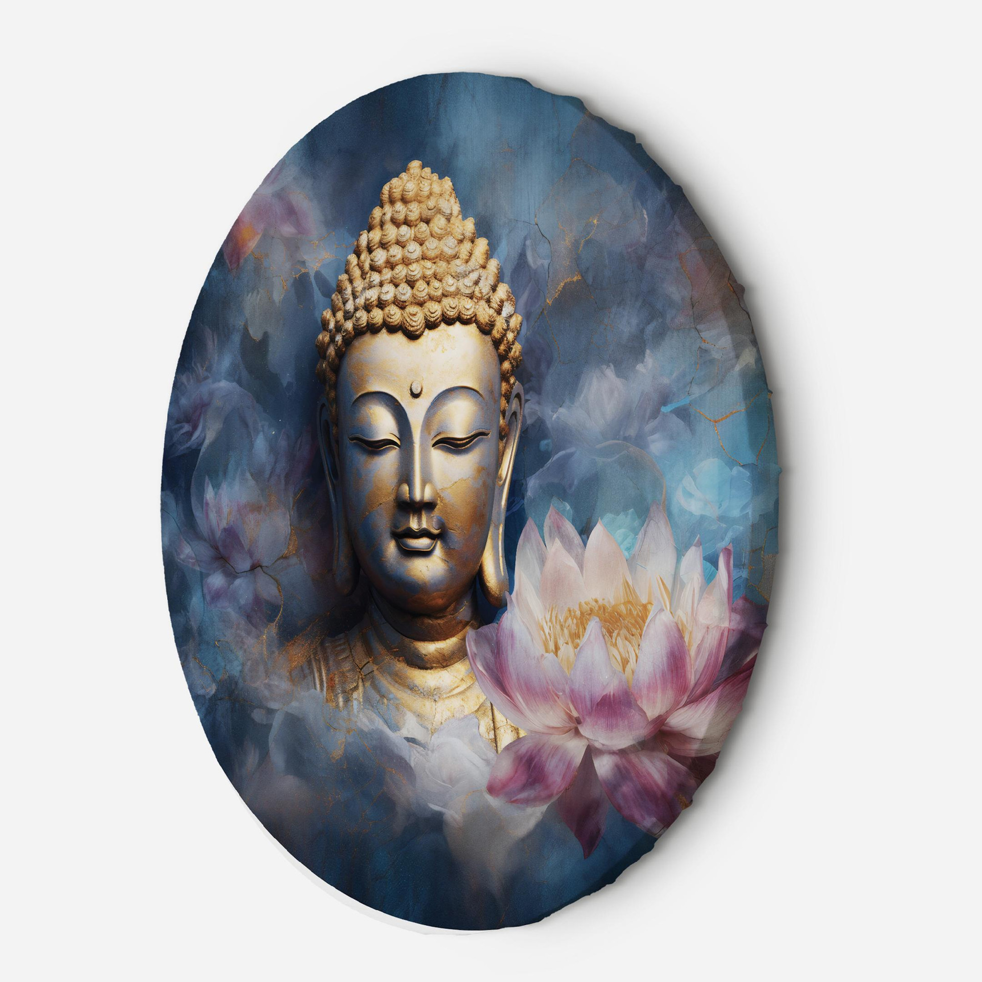 Rundt lærredsbillede Buddha og zenblomster