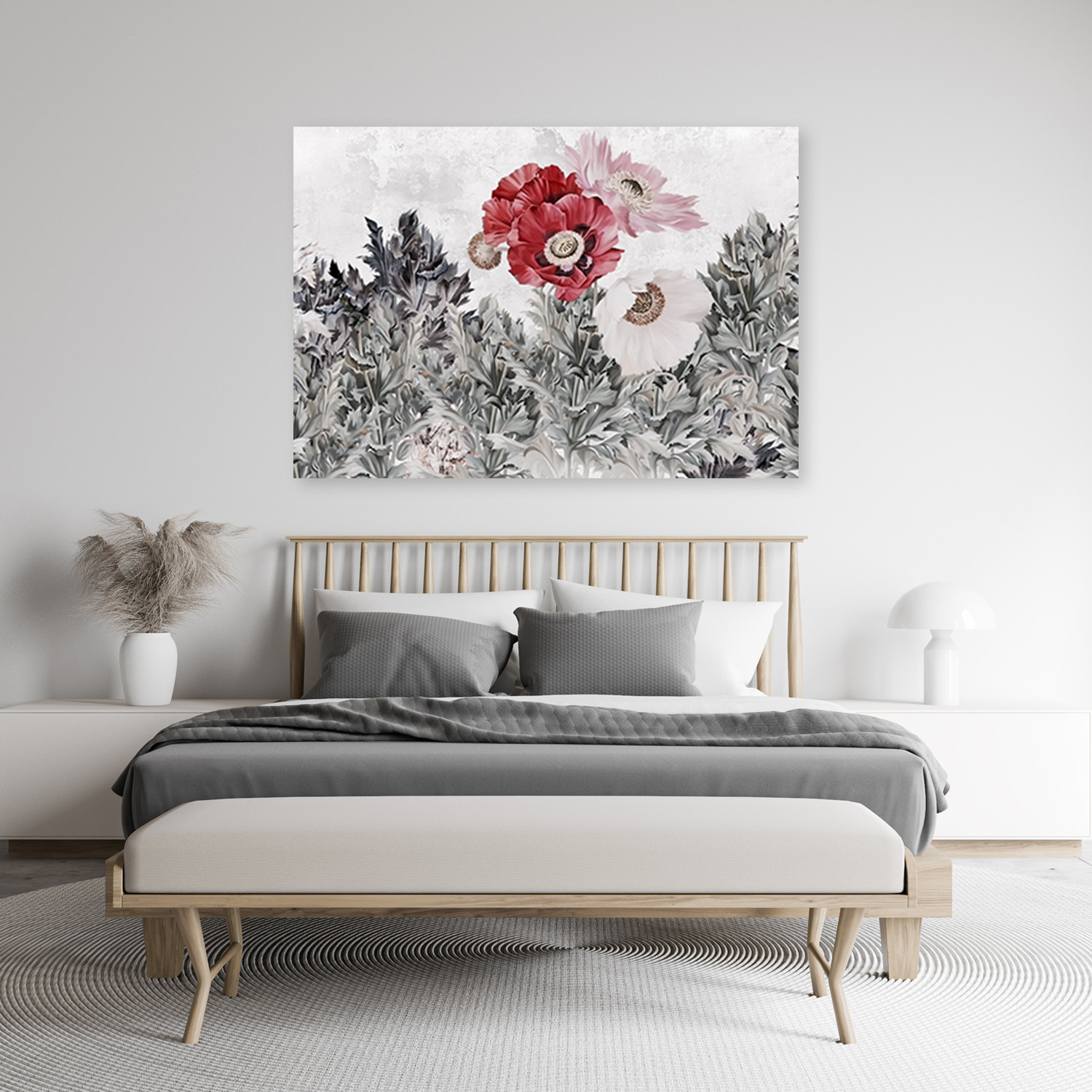 Canvasbillede, Røde valmuer i haven