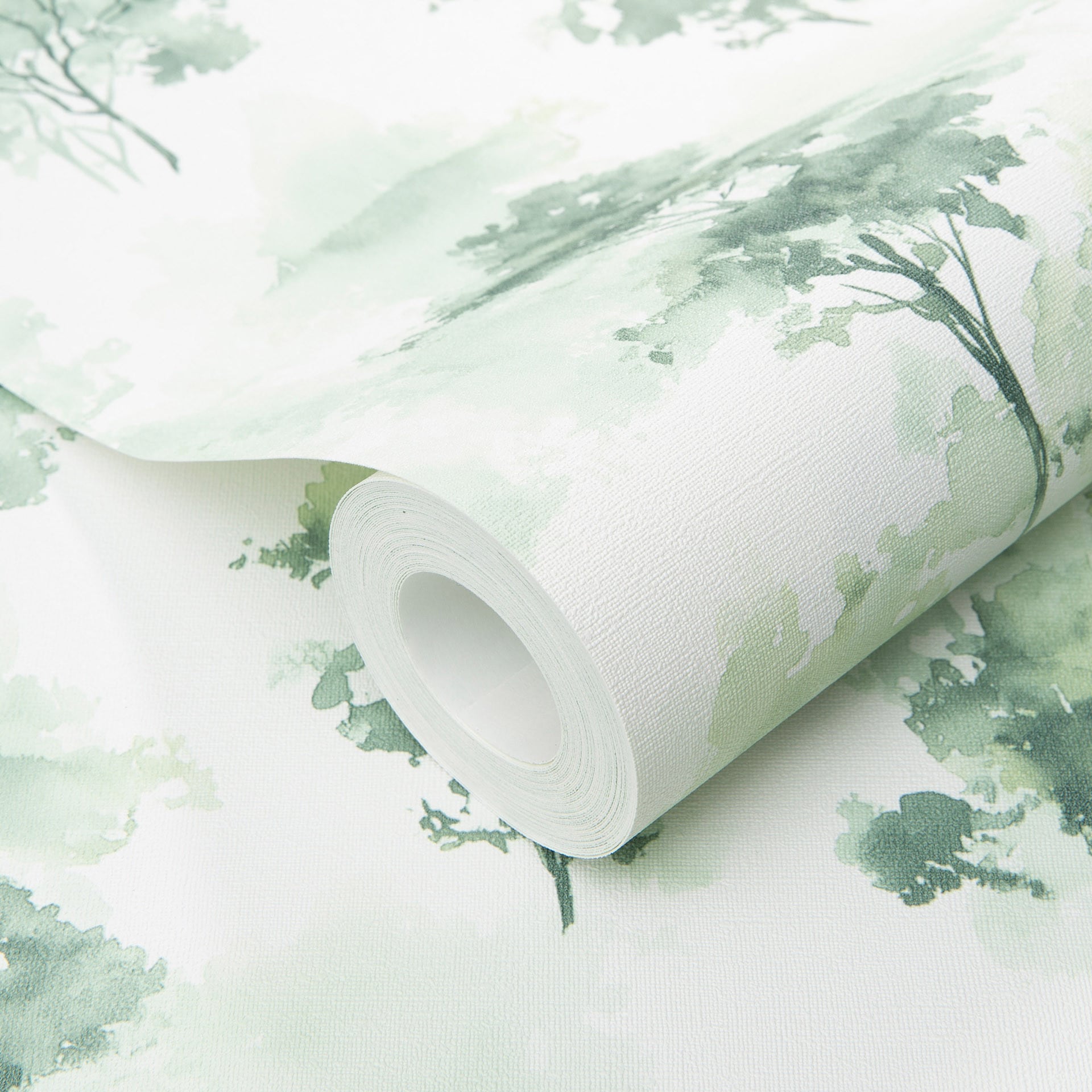 Vliesbehang aquarel bos in groen met bomen modern natuur vliesbehang