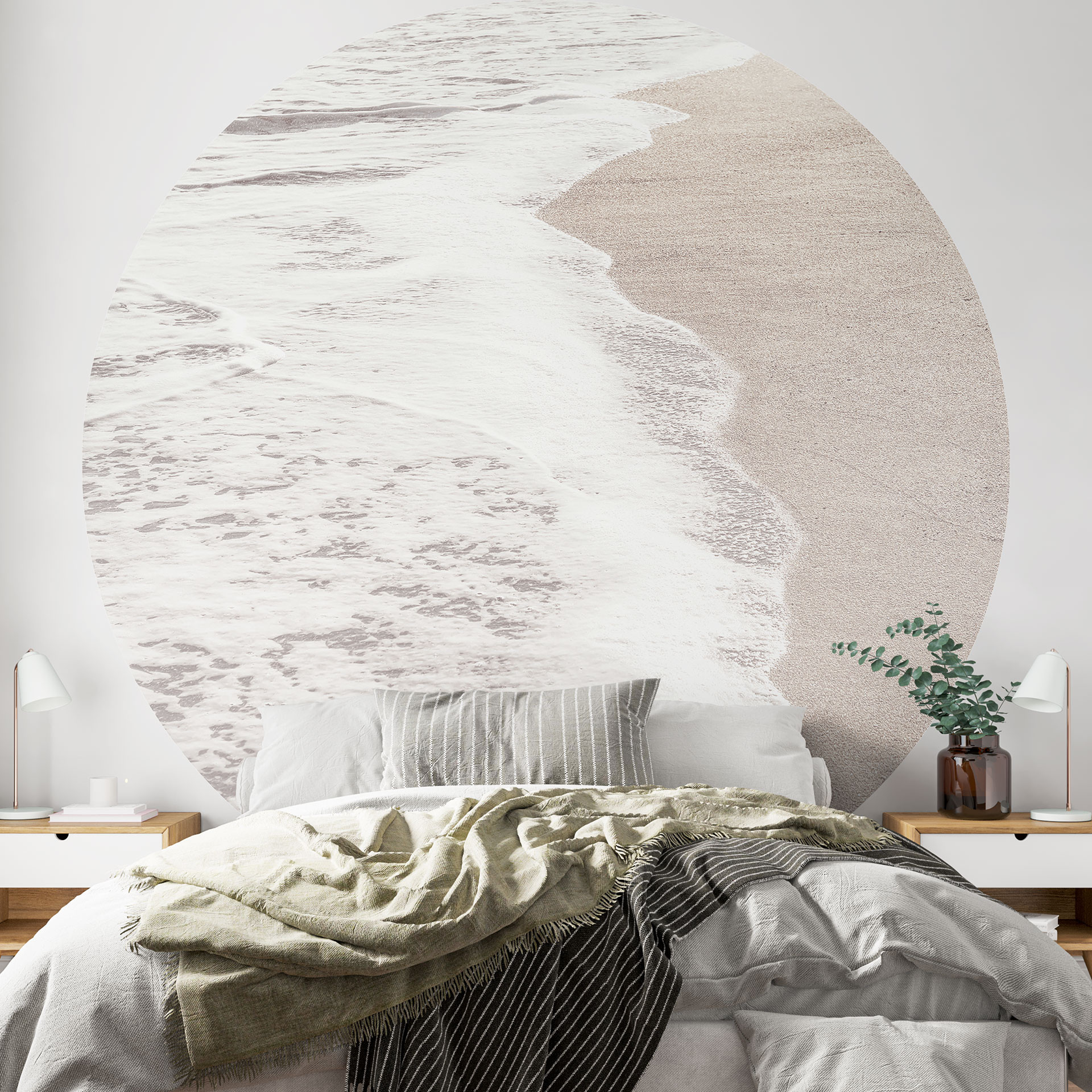 Behangcirkel Geluid van de zee - 1X Studio - vliesbehang/zelfklevend vliesbehang