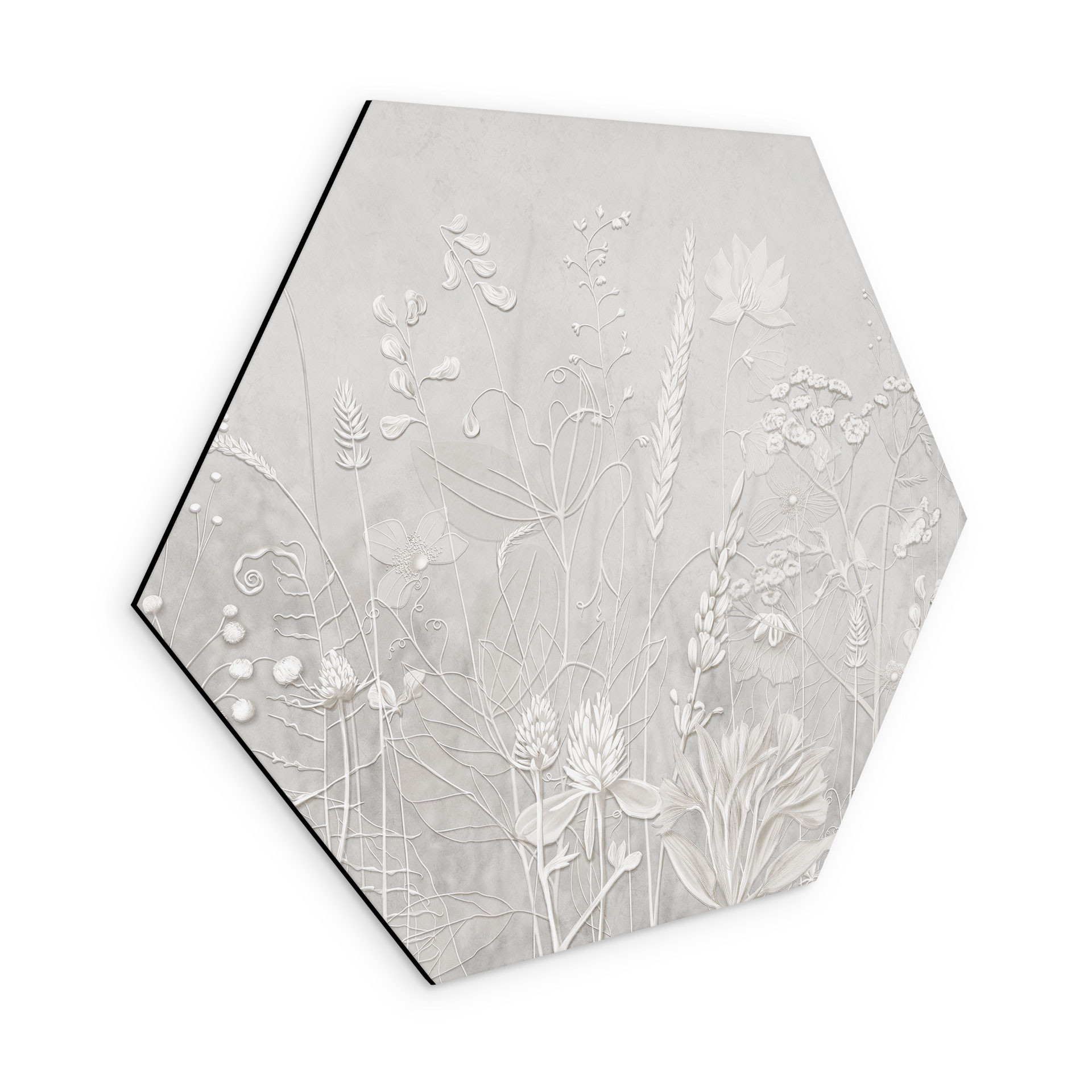 Wanddecoratie in wit met zeshoekig design - Ms Tiff - Alu-Dibond