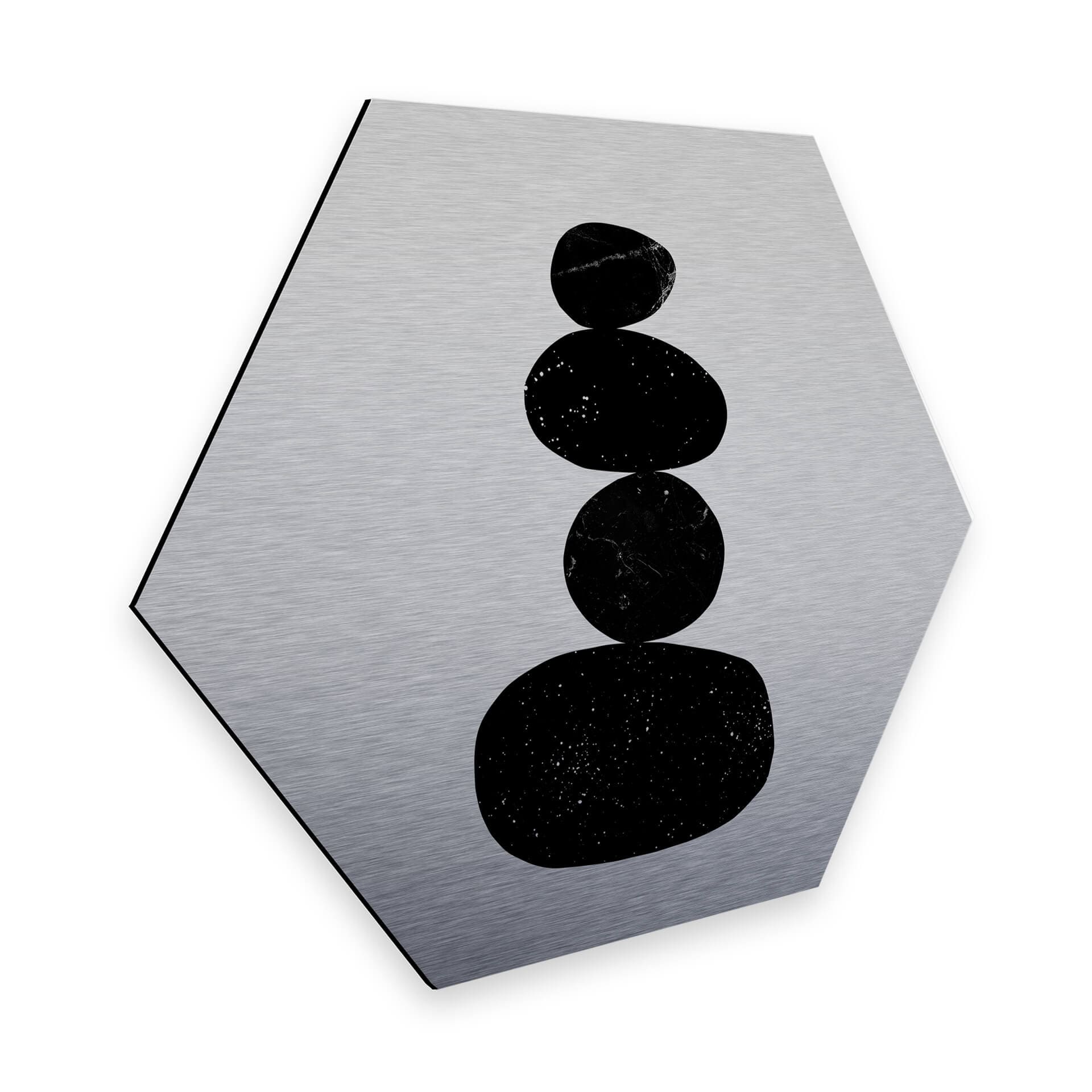Hexagone - Alu-Dibond effet métallisé Nouveauprints - Pebbles 3 noir
