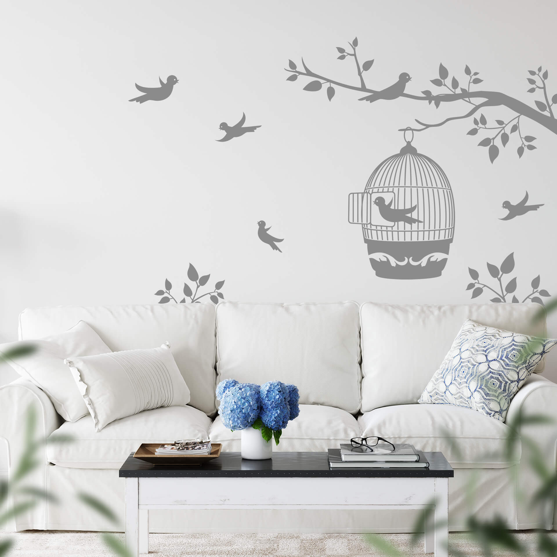 Wallsticker Gren med fuglebur