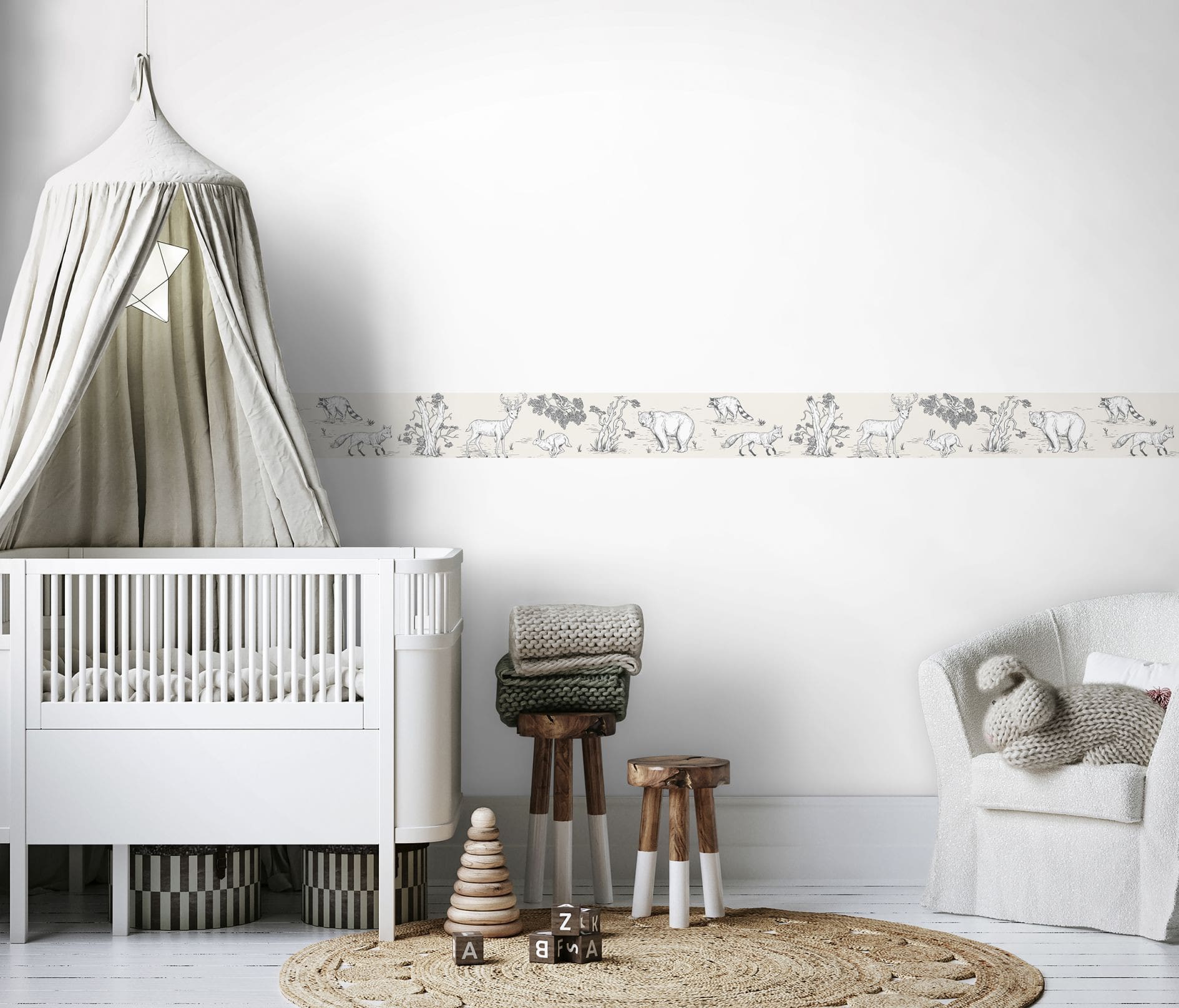 Carta da parati per bambini, tessuto non tessuto Kids Walls beige, bianco