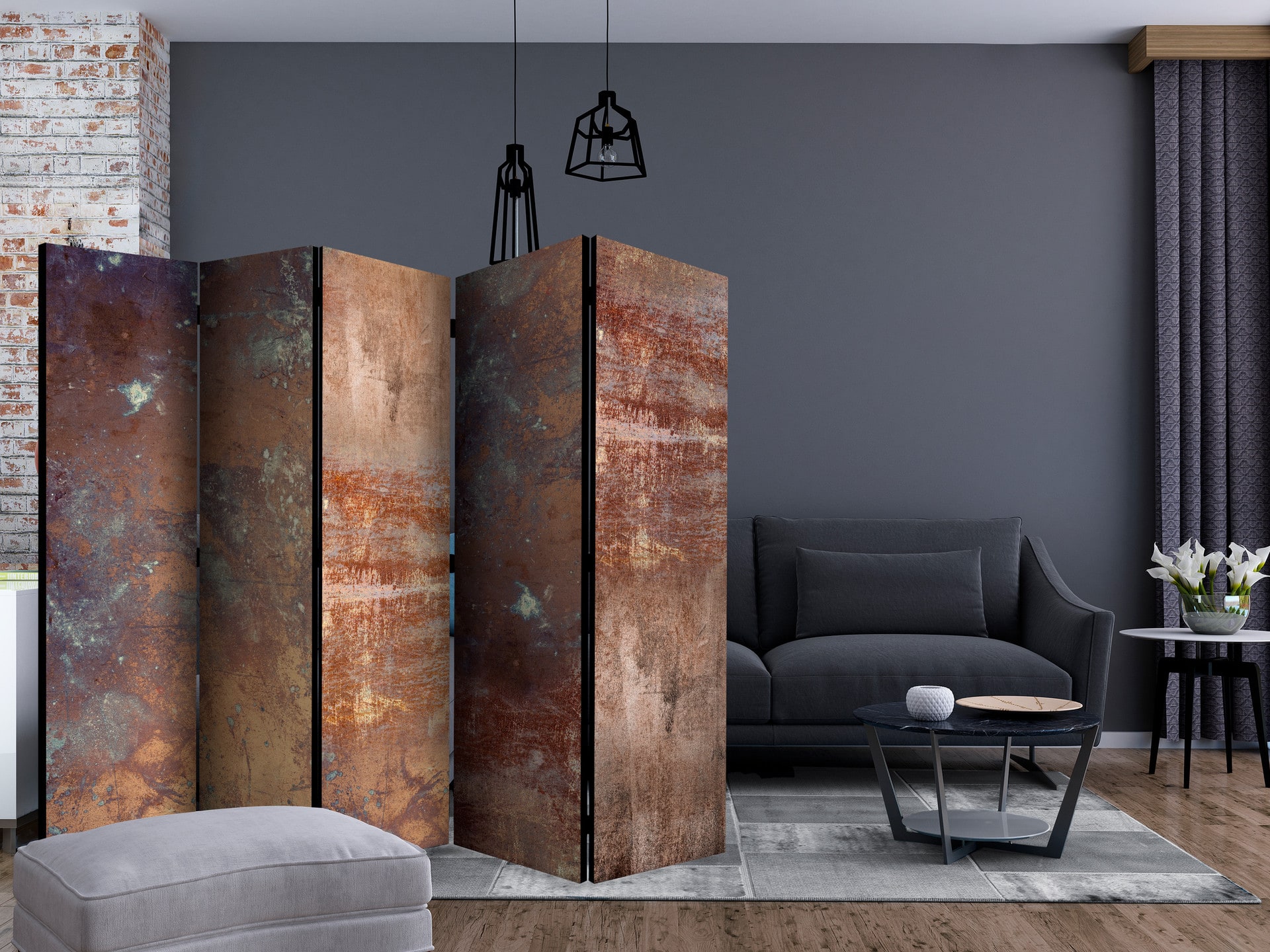 Rumdeler - Rusten tallerken, 5-delt - 225x172 cm