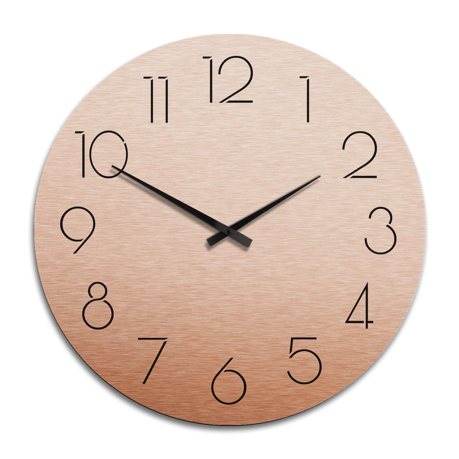 Horloge murale XXL en Alu-Dibond - Cuivrée - Moderne avec chiffres -  Ø 70 cm