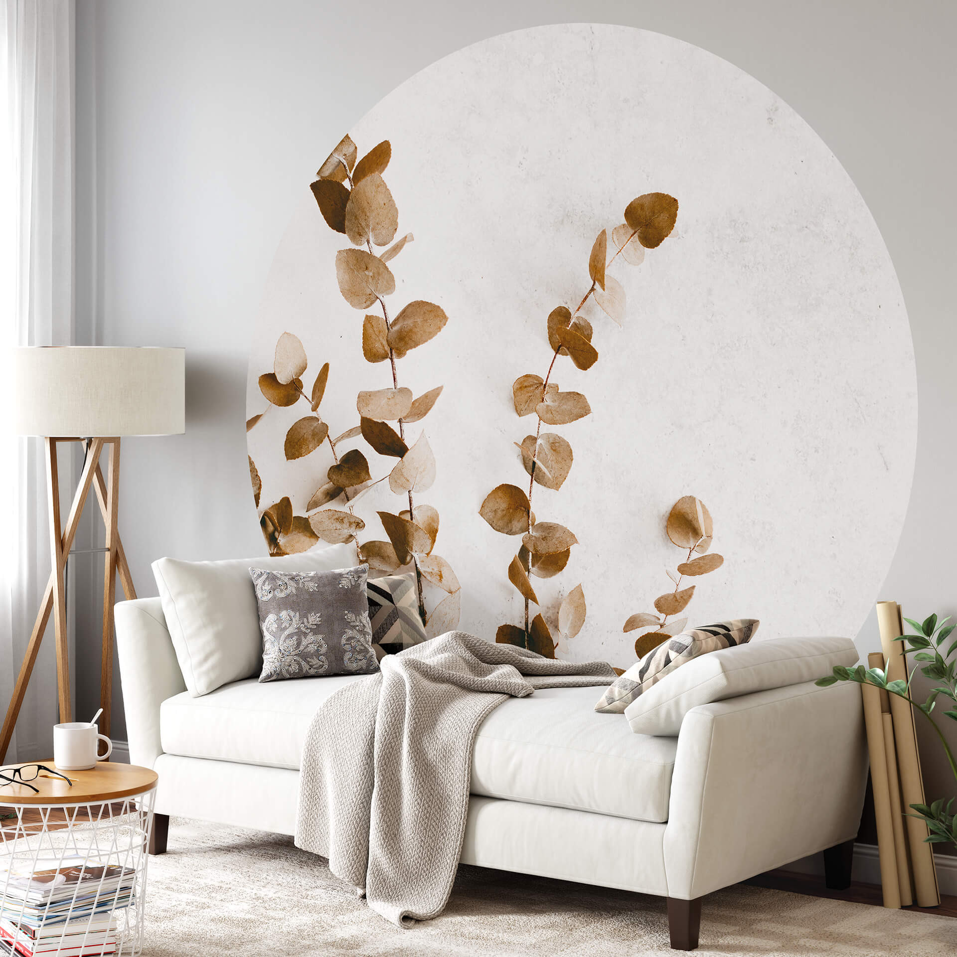 Behangcirkel Annie - Dried Leaves - vliesbehang/zelfklevend vliesbehang