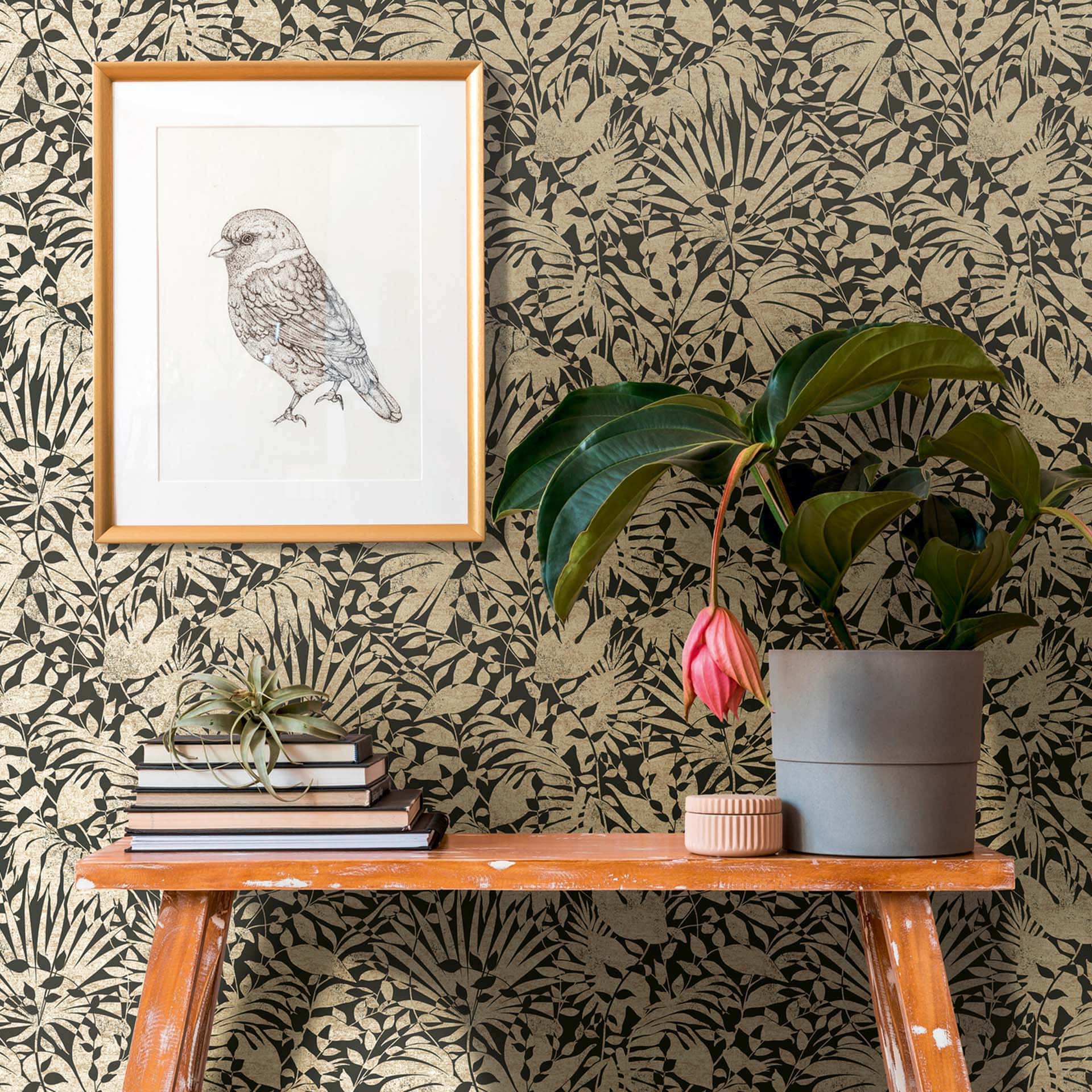 A.S. Création Vliesbehang The BOS - Battle of Style Bloemetjesbehang Goud, Zwart