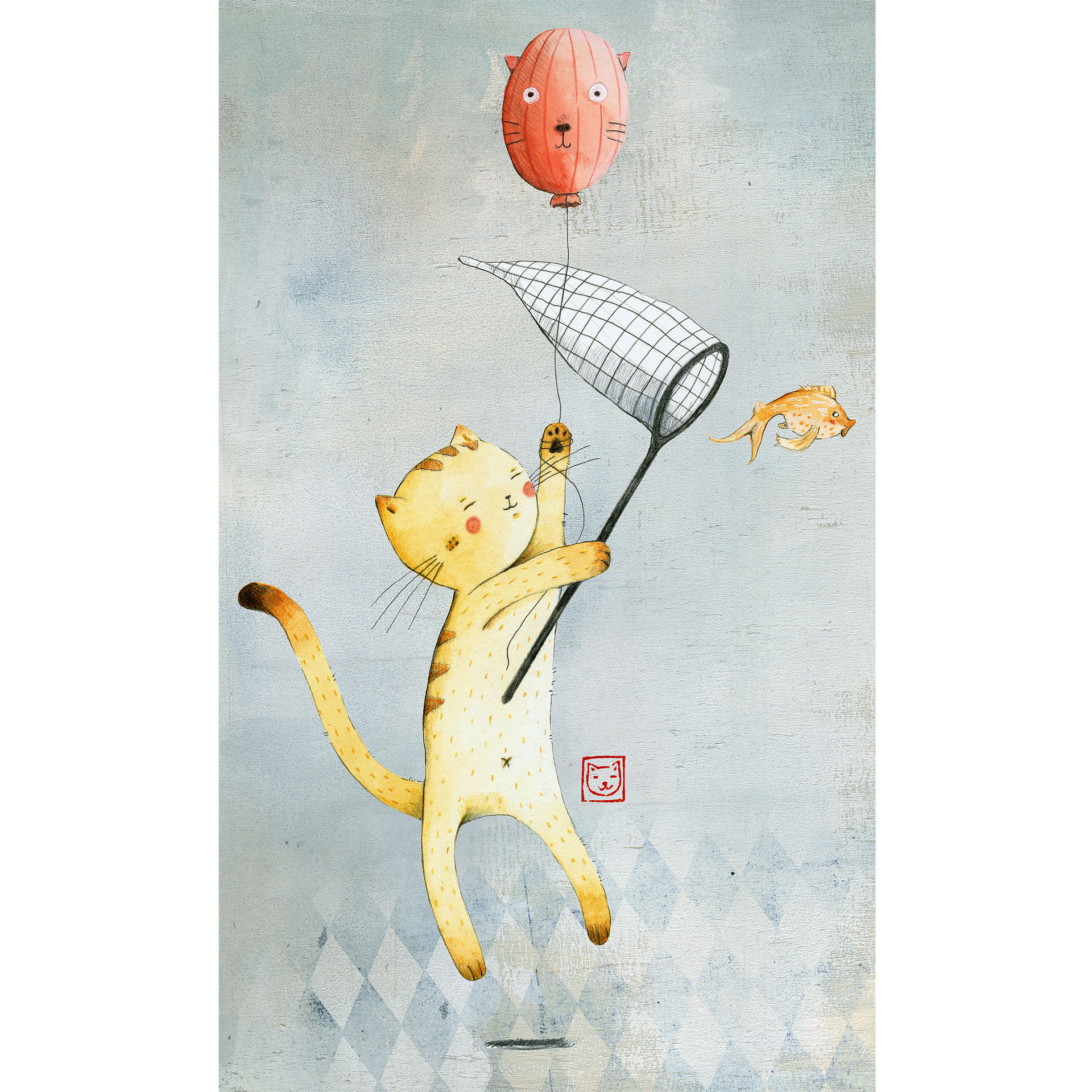 Papier peint photo - Chat et ballon