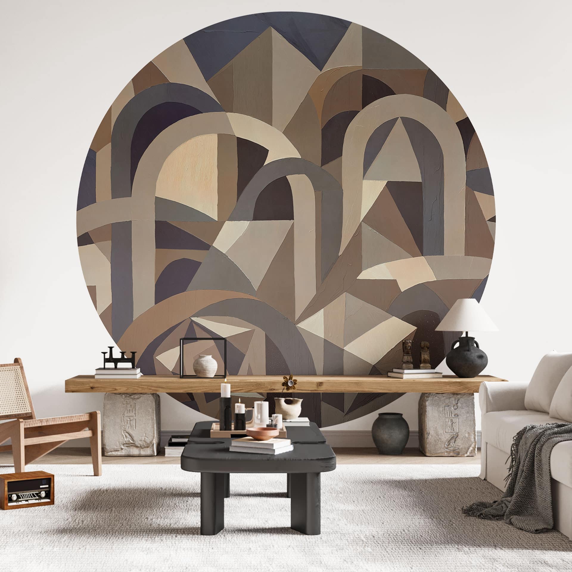 Fotobehang Silent Axis - Geometrische Architectuur - Sir Edward x Grigory Gladarev - Rond