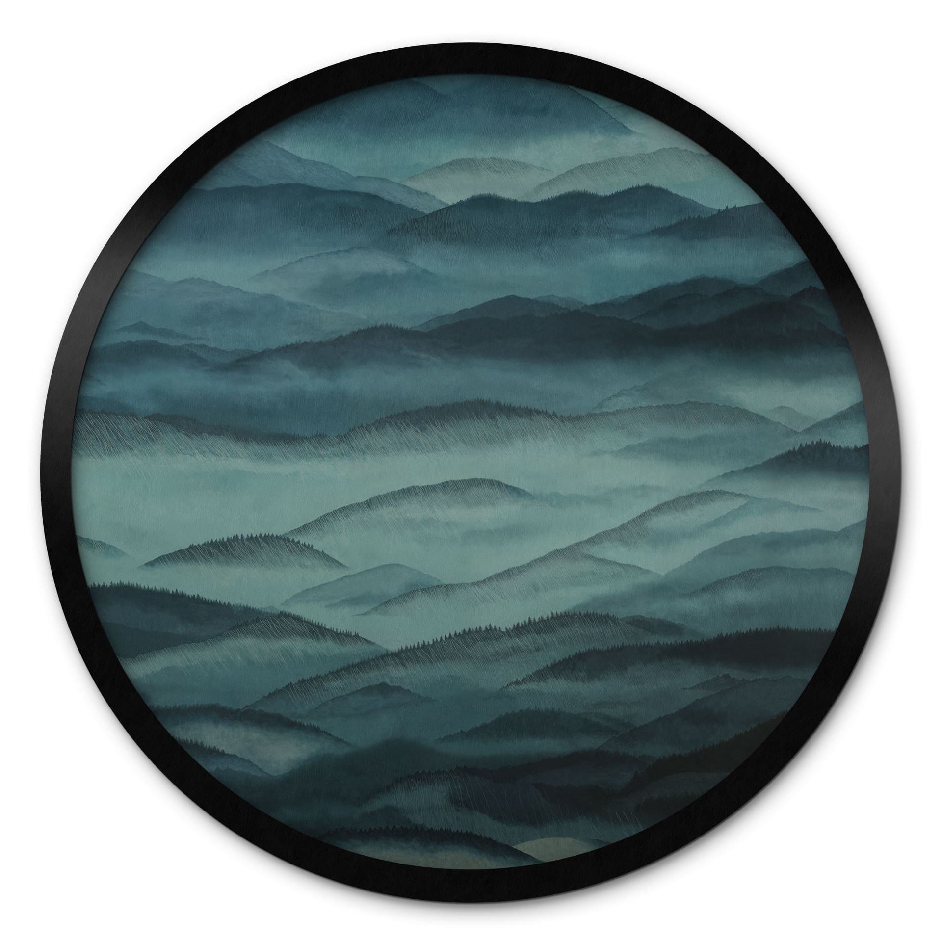 Poster Roerich Hills - Paysage Montagneux Bleu - Sir Edward x Grigory Gladarev - Rond