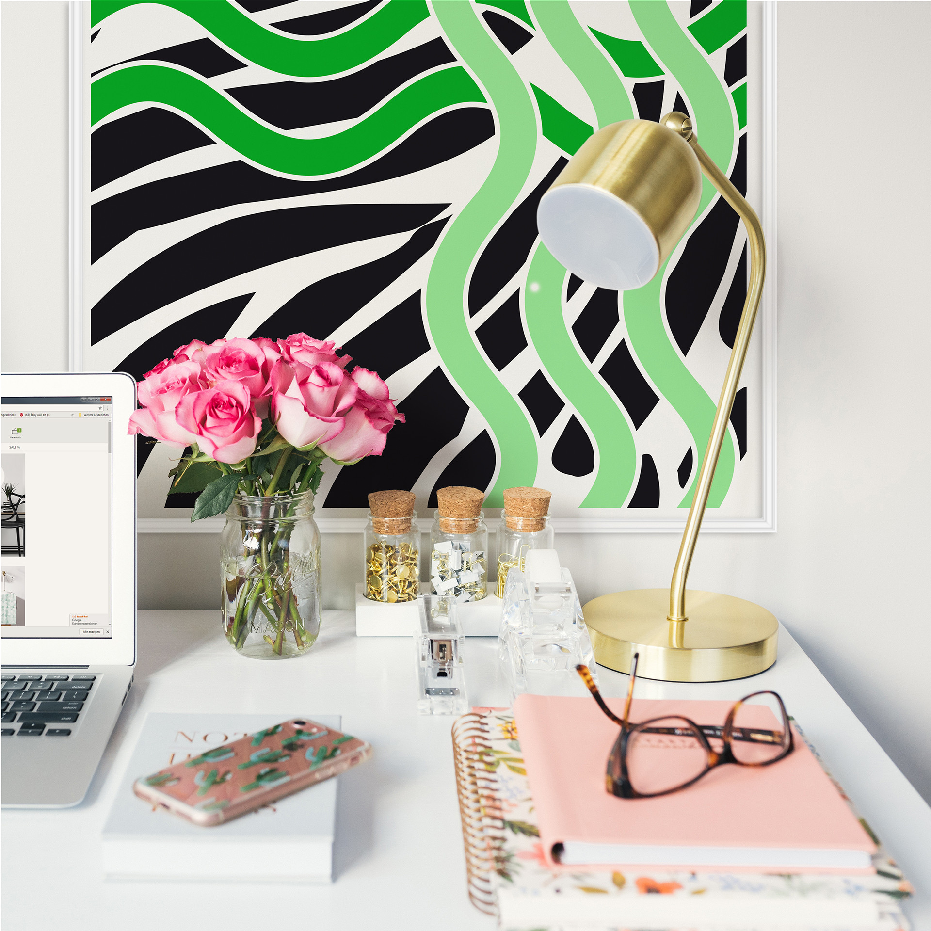 Poster autocollant - W - Vague Verte