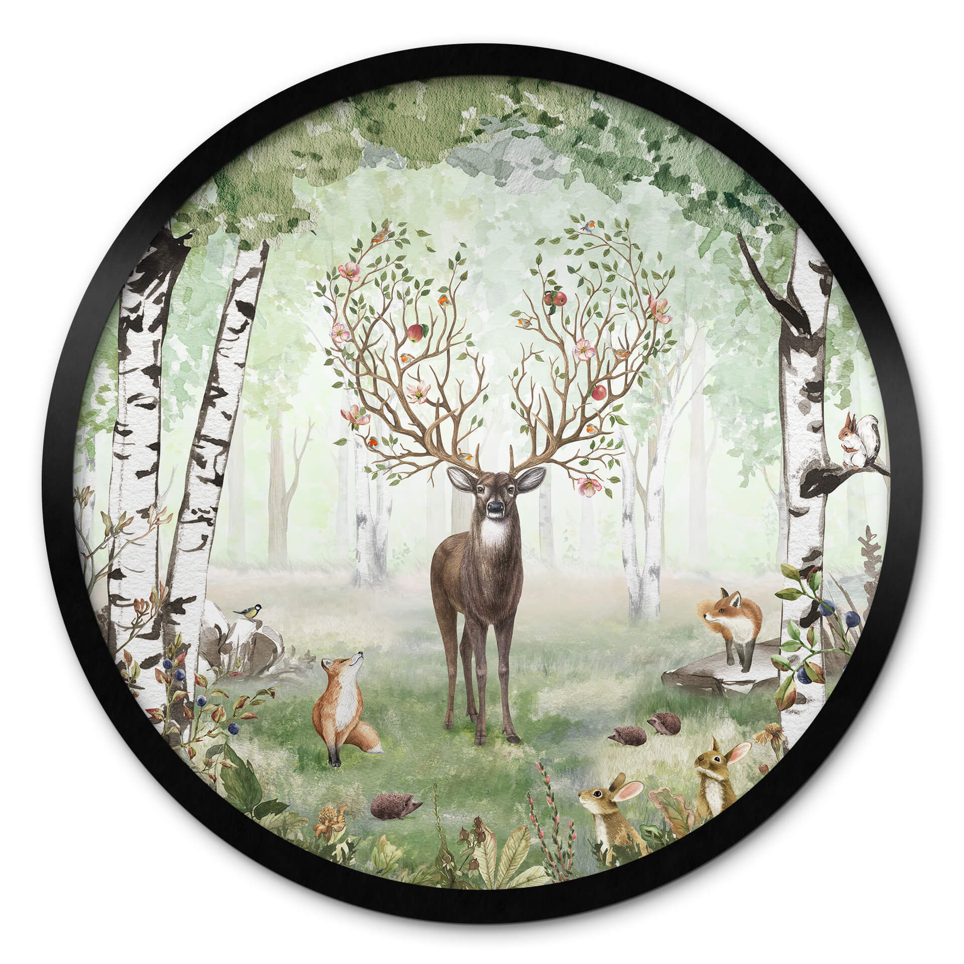 Poster rond Kikki Belle - Cerf en été