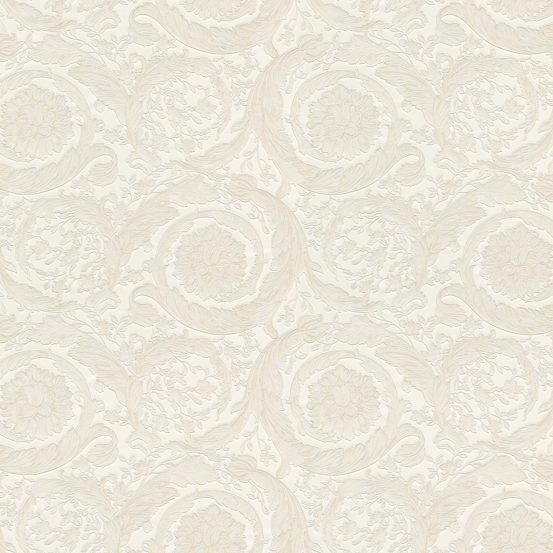 Versace Tapet Barocco Blomster Cream, Metallisk