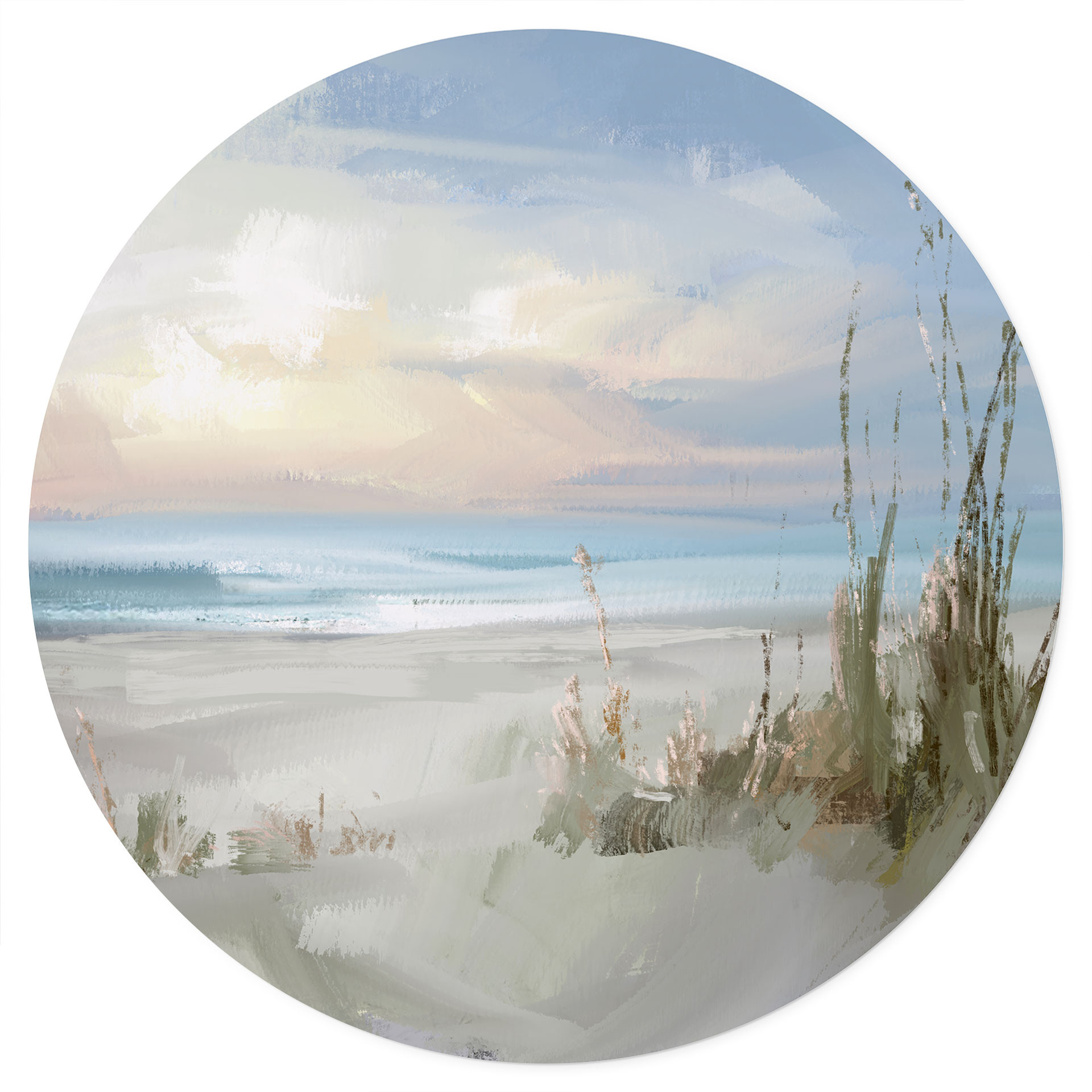 Wandtattoo Ruhiger Strand in Pastellfarben - Cheney - Rund