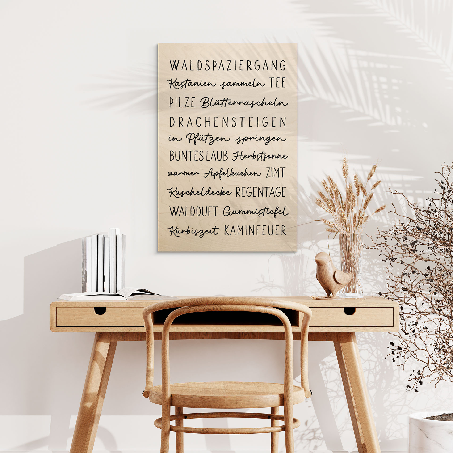 Holzbild Herbstliche Worte - Typografie