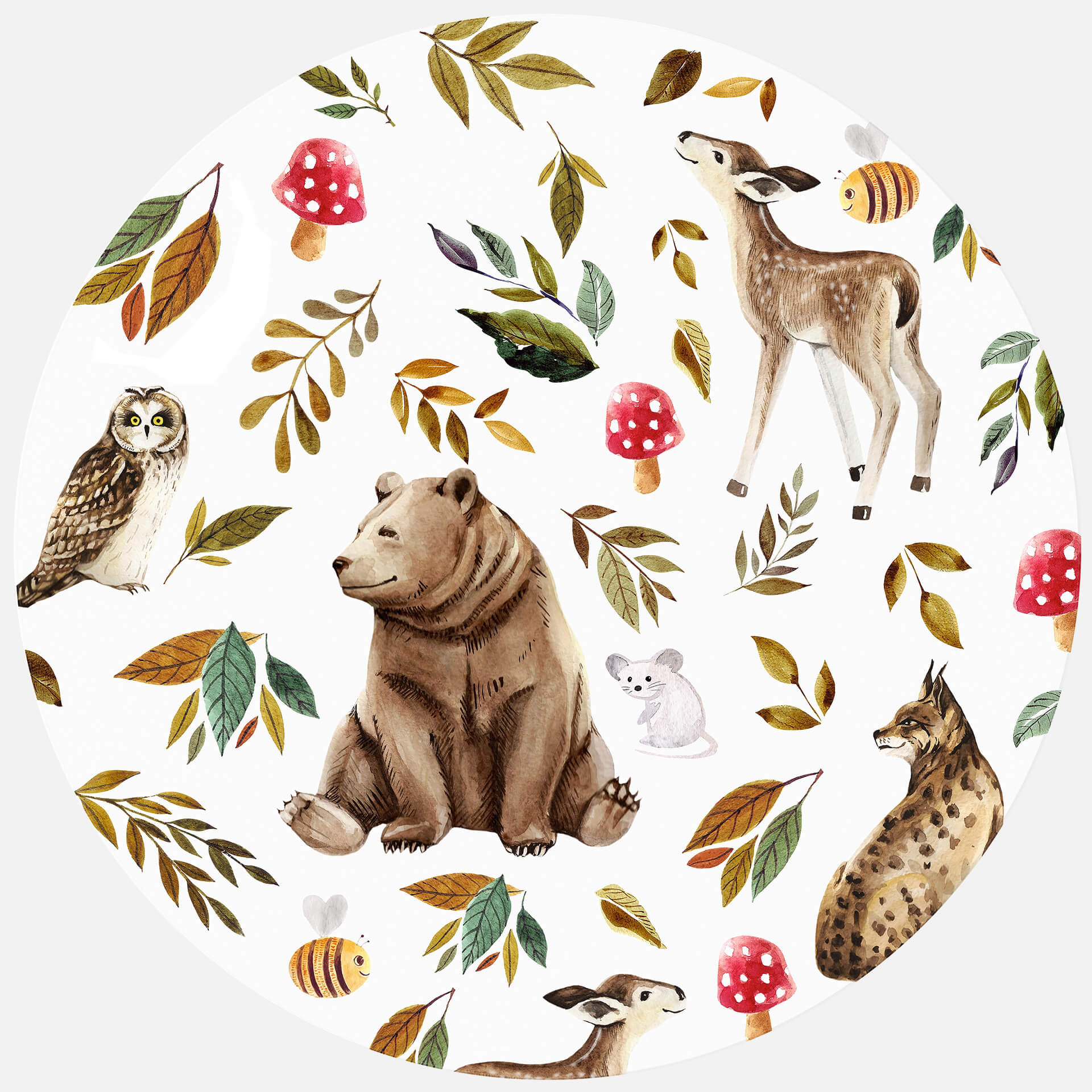 Papier peint photo UN Designs - Des couleurs dans la forêt - Rond - papier peint intissé/papier pein