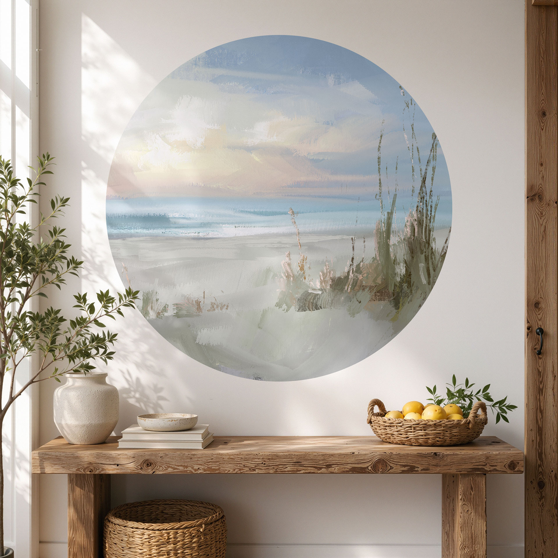 Wandtattoo Ruhiger Strand in Pastellfarben - Cheney - Rund