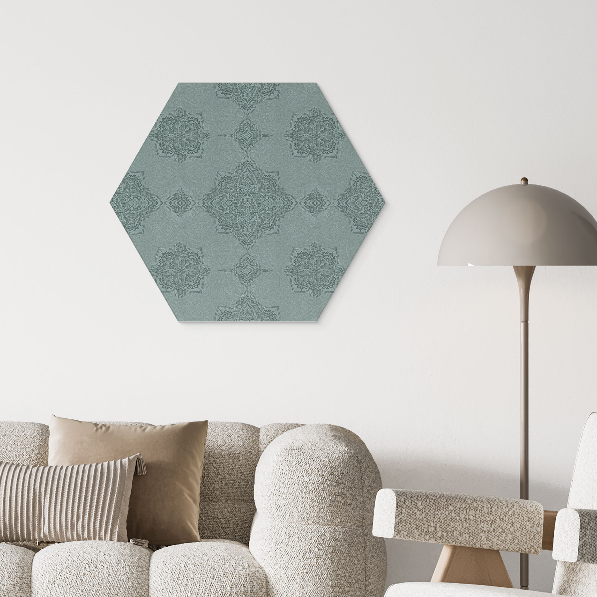 Sekskantet Billede Mønster Marrakech Grøn - Bloomery Decor - Aluminium Dibond
