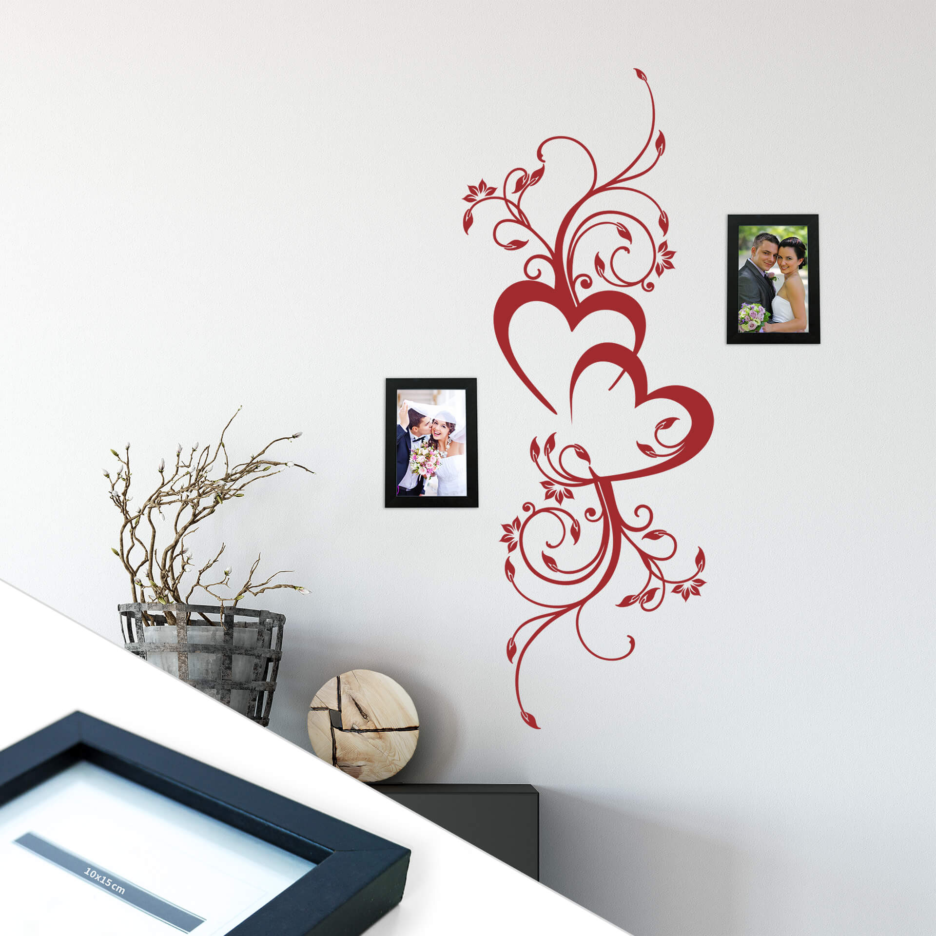 Wallsticker Blomstrende kærlighed inkl. 2 fotorammer