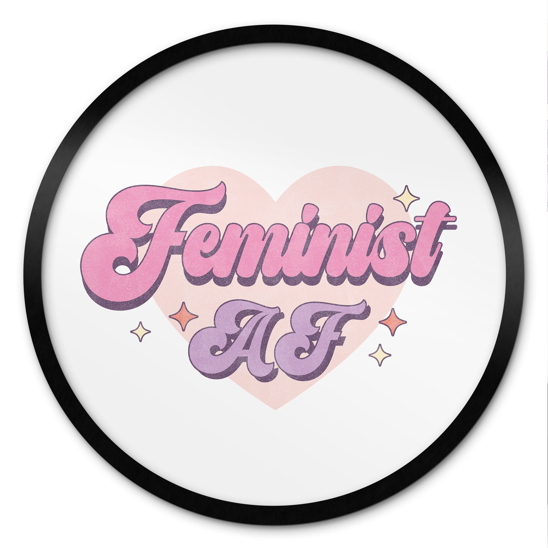 Poster Feminist AF Cœur rose - Rond