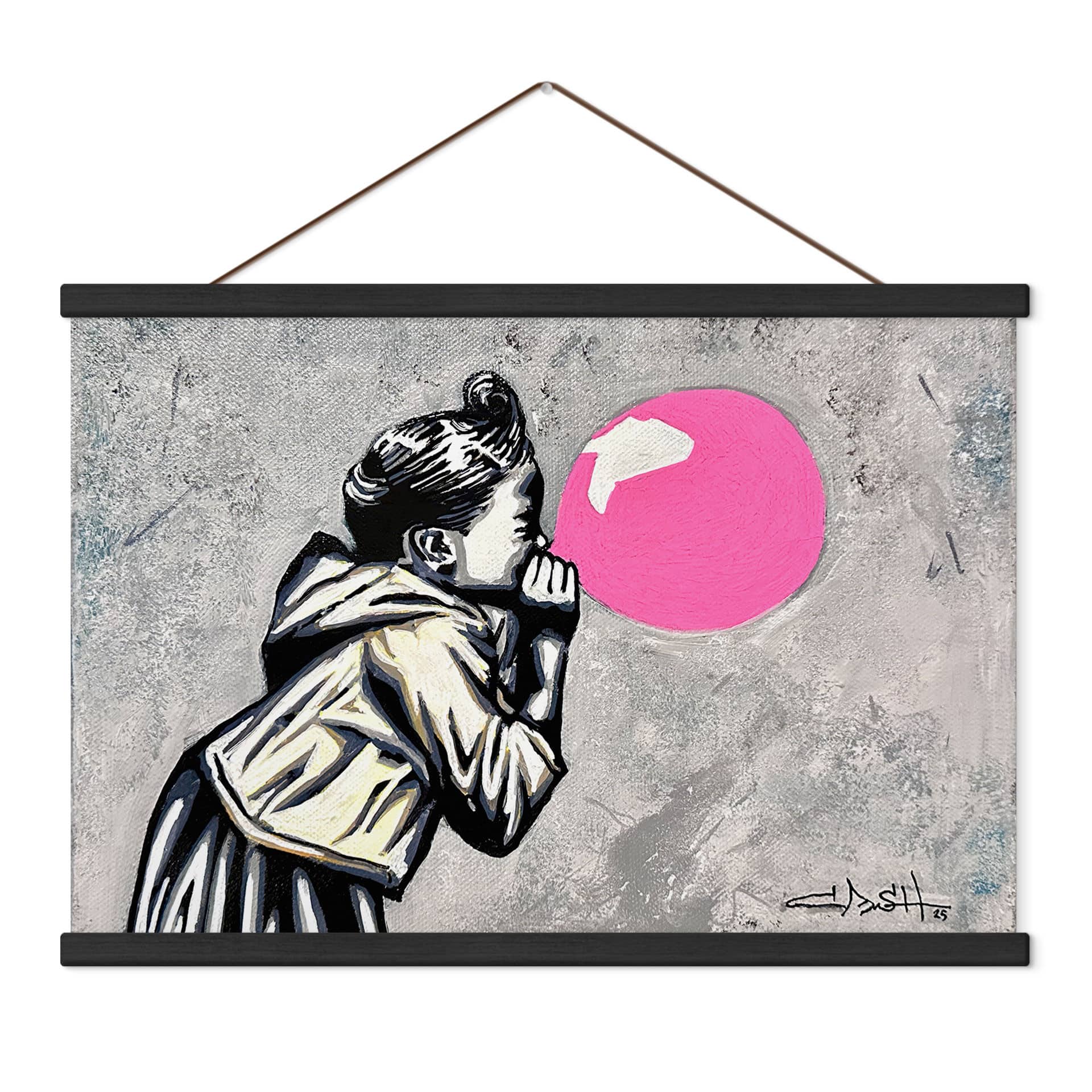 Textielposter Roze Kauwgom Streetart - Habib