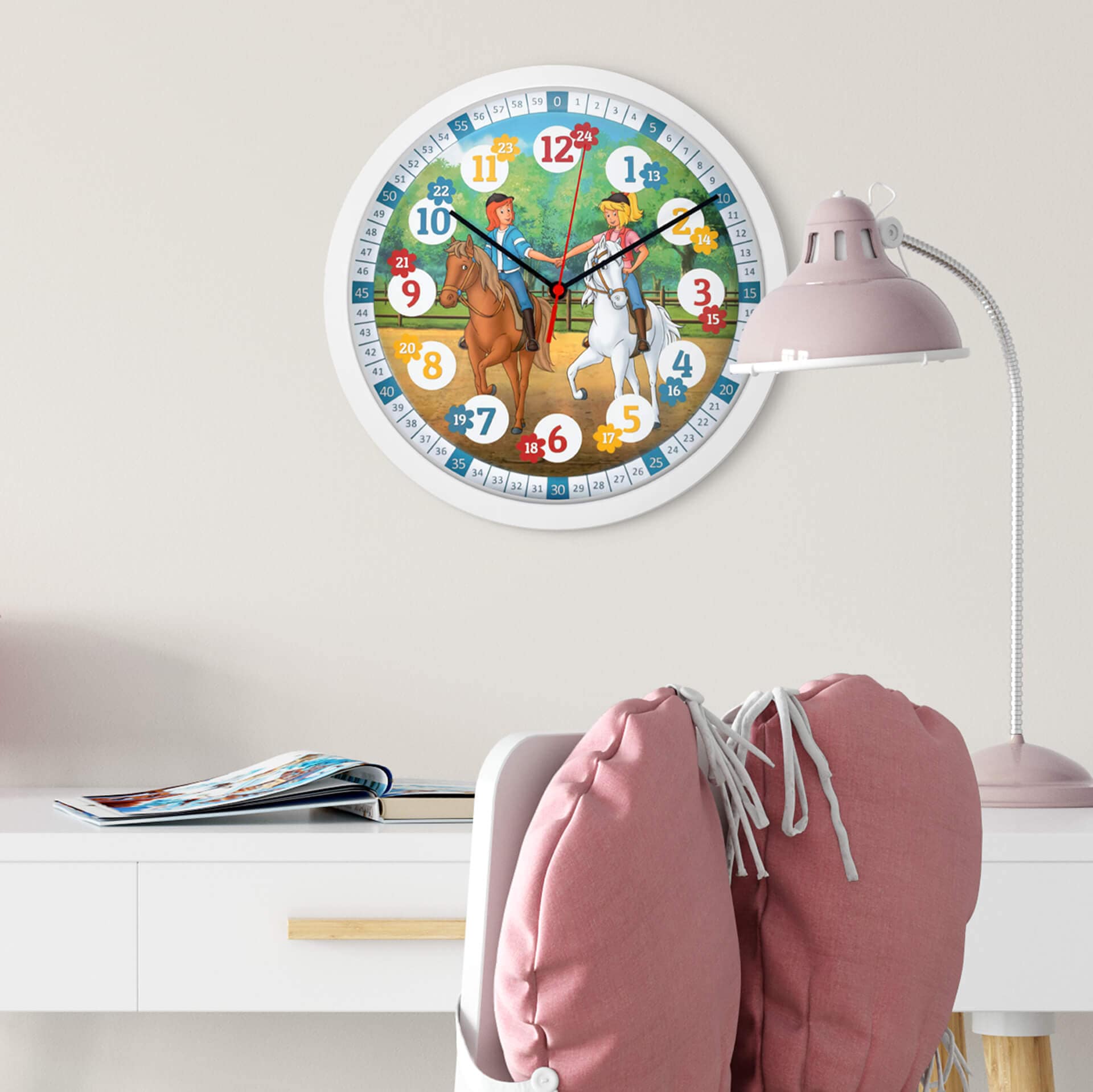 Wanduhr Kinder mit Bibi & Tina Beste Freundinnen | rund | Ø30 cm